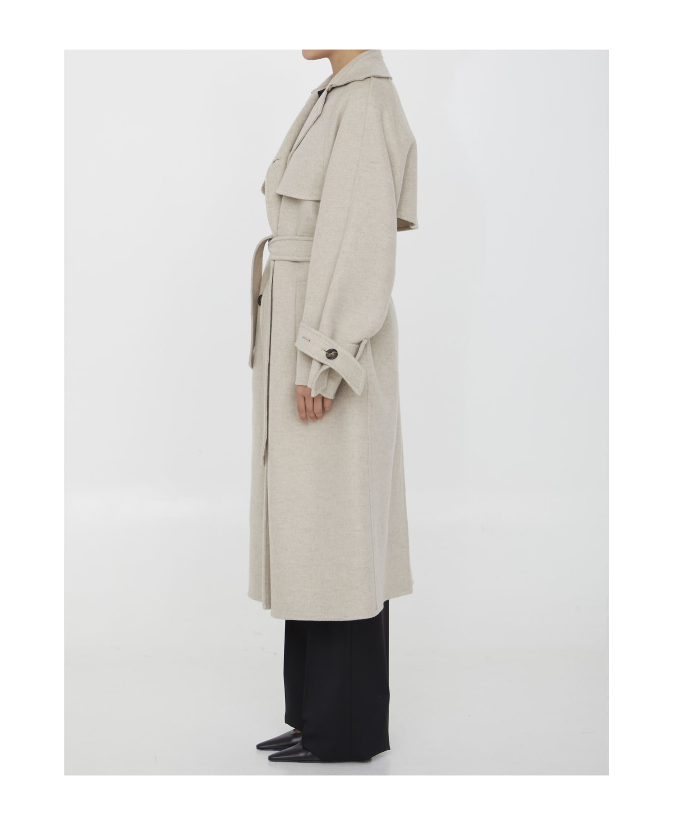 Falcone Double-breasted Long-sleeved Coat - 3