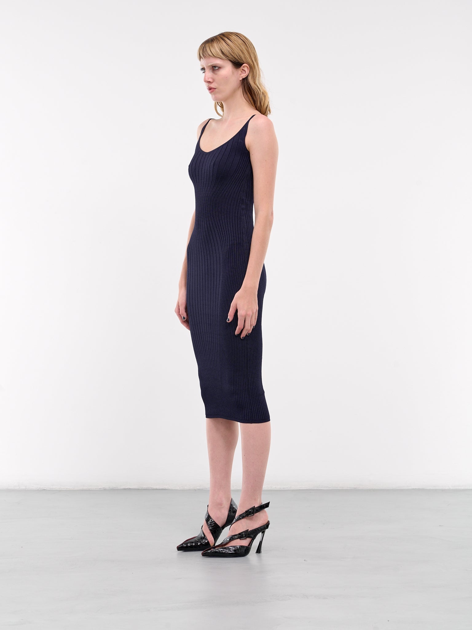 Contoured Rib-Knit Midi Dress - 2