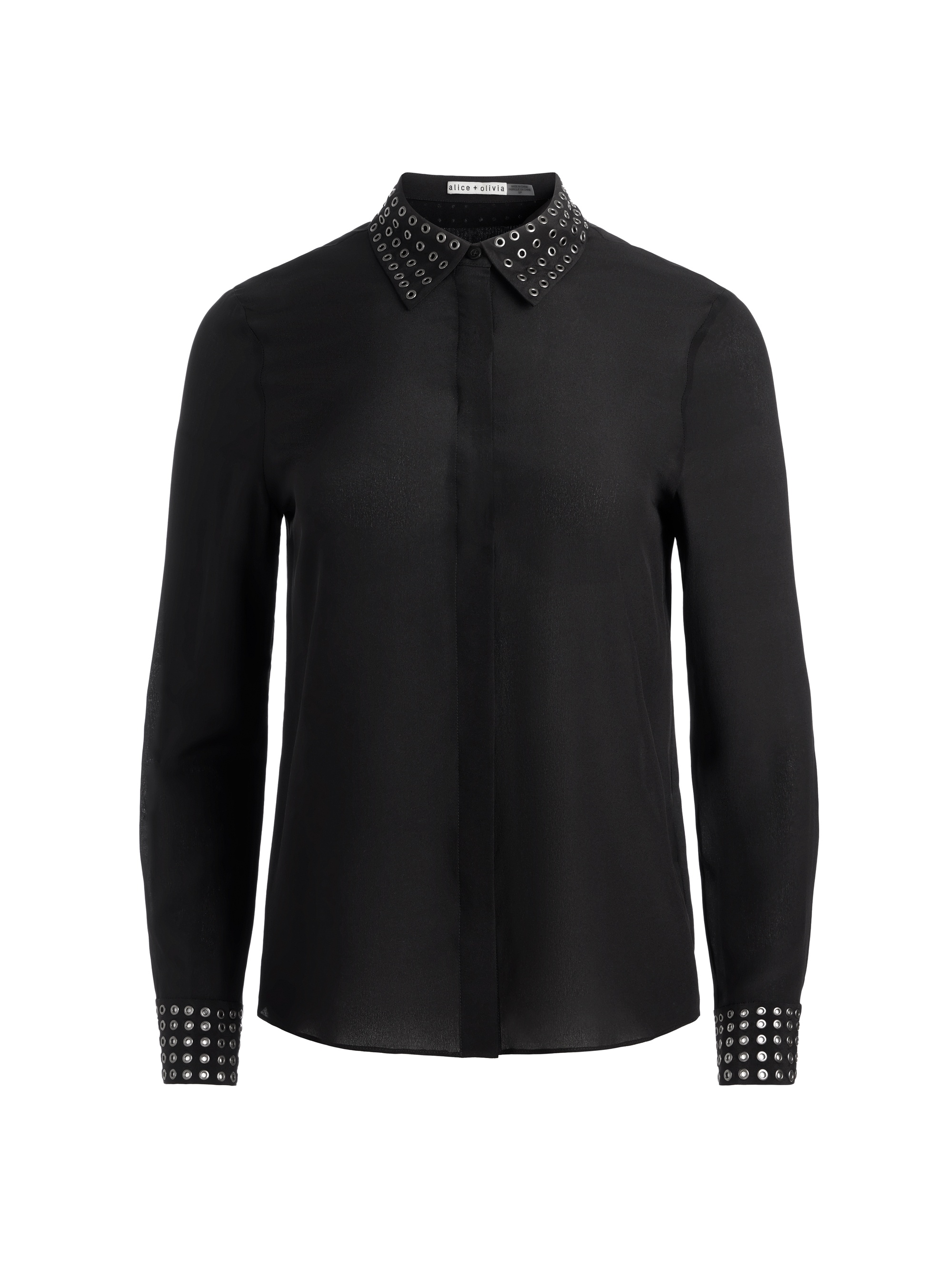 WILLA OVERSIZED BUTTON DOWN WITH GROMMET DETAIL - 1