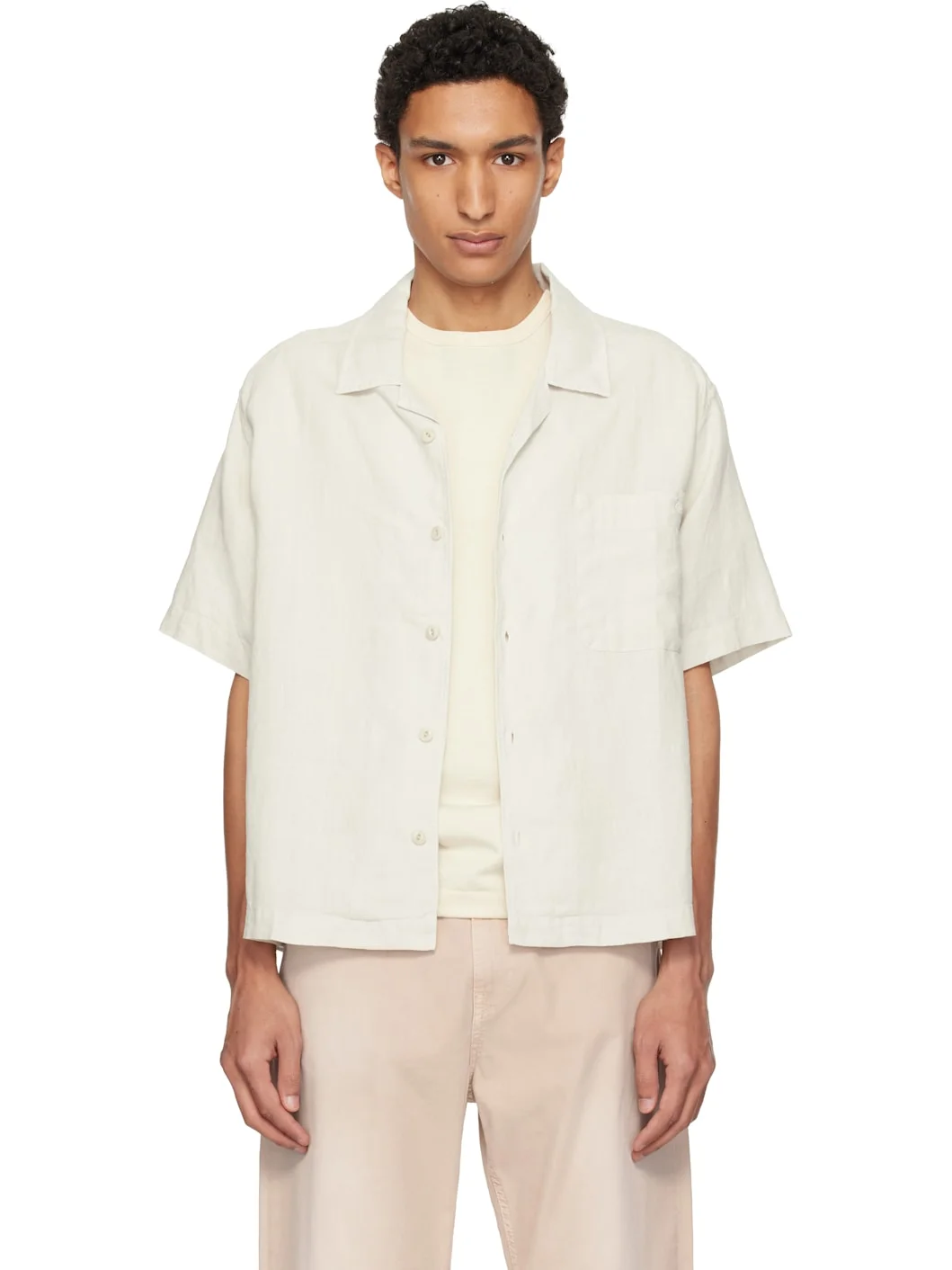 Off-White Linen Bowling Shirt - 1