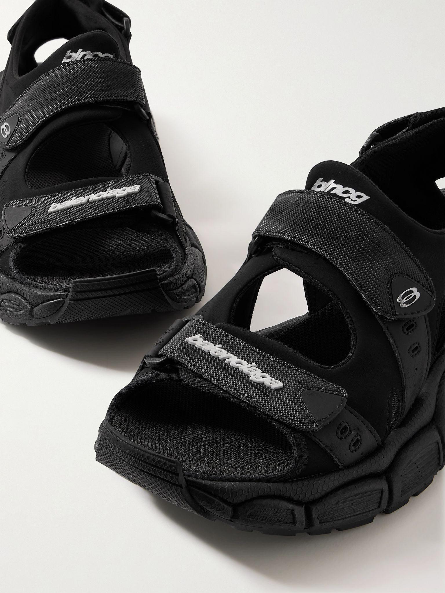 3XL Logo-Appliquéd Faux Leather and Canvas-Trimmed Scuba Sandals Black - 6