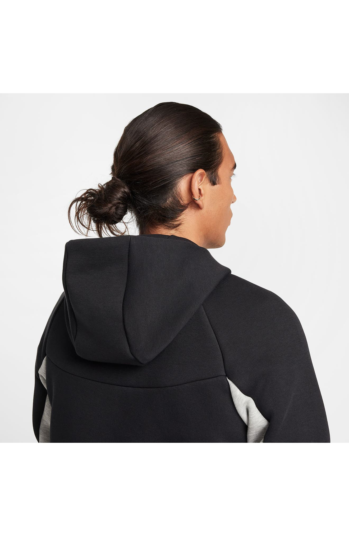 Nike Tech Windrunner Zip Hoodie in Black/Dk Grey Heather at Nordstrom - 9