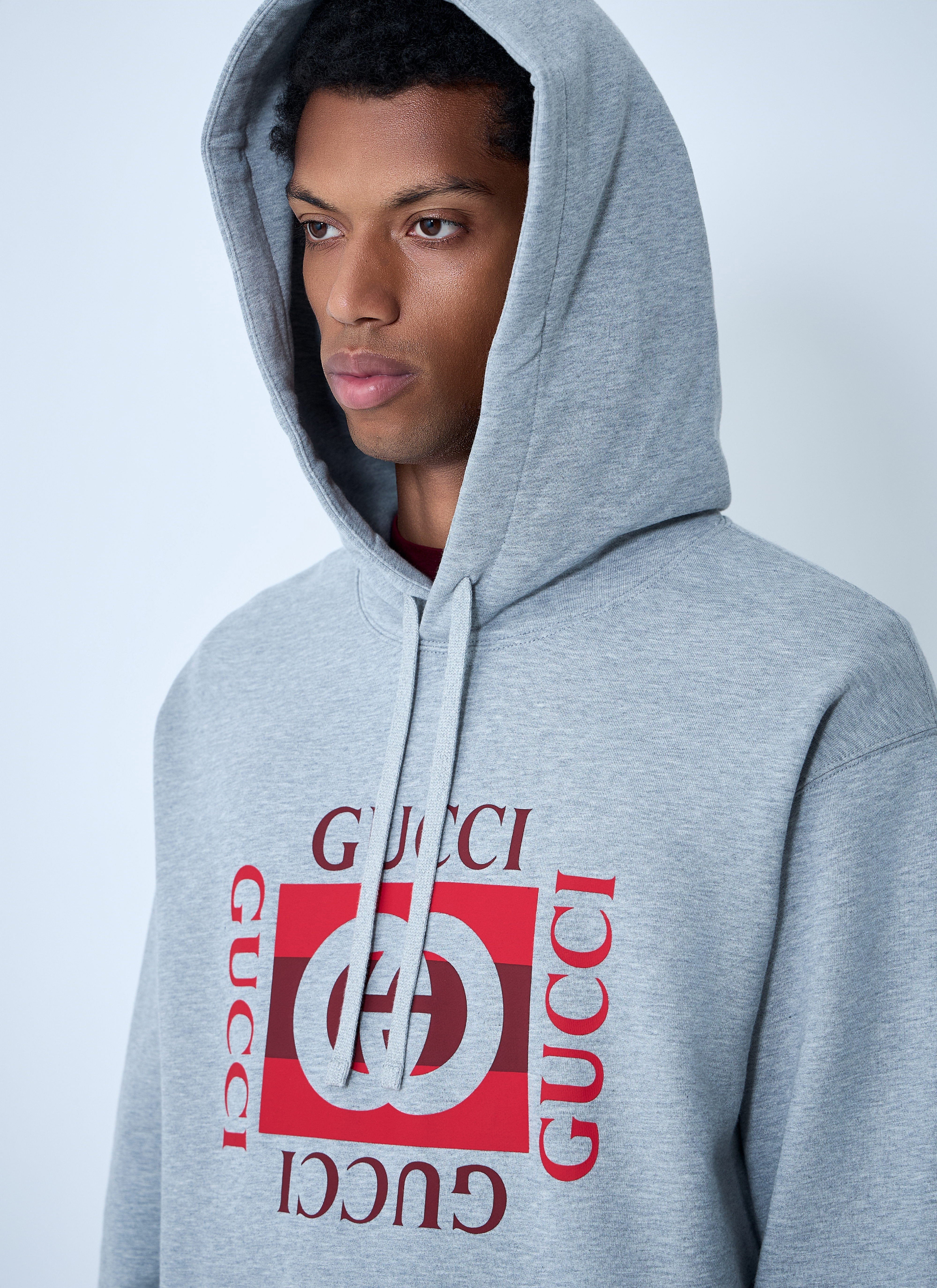 Gucci Men Logo Motif Hooded Sweatshirt - 5