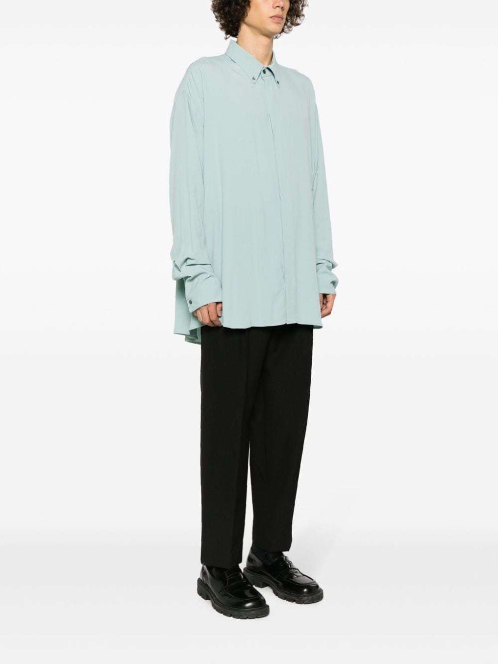 crepe-texture long-sleeved shirt - 3