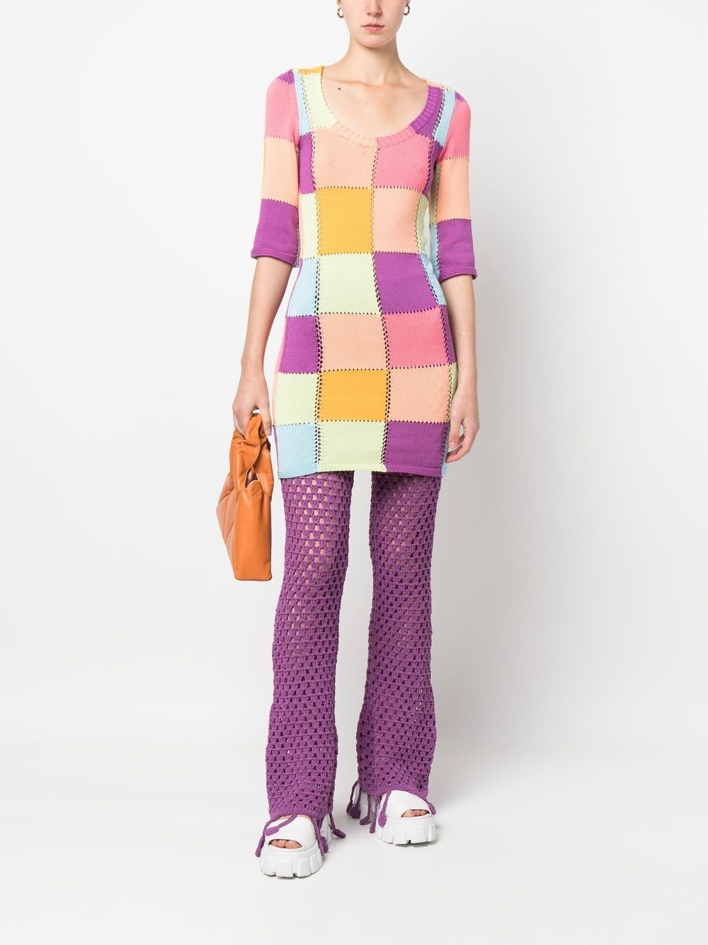 crochet tassel-trim flared trousers - 2