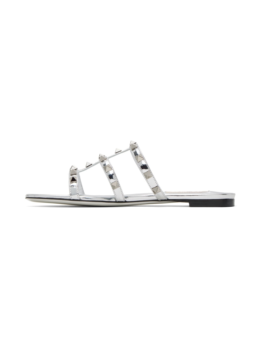 Silver Rockstud Slides - 3