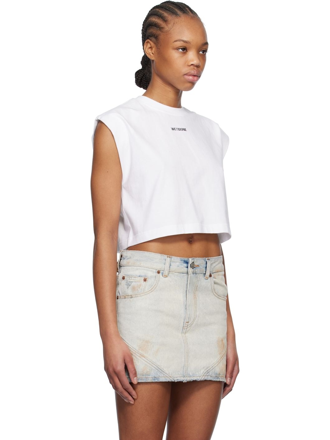 White Sleeveless Crew-Neck Top - 2
