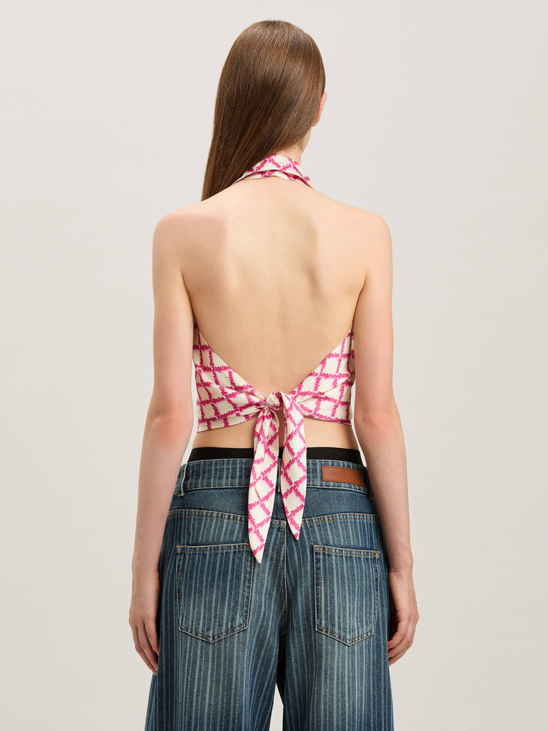 Net logo open back shirt 5