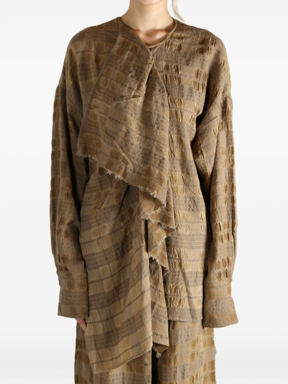 draped checked top - 3
