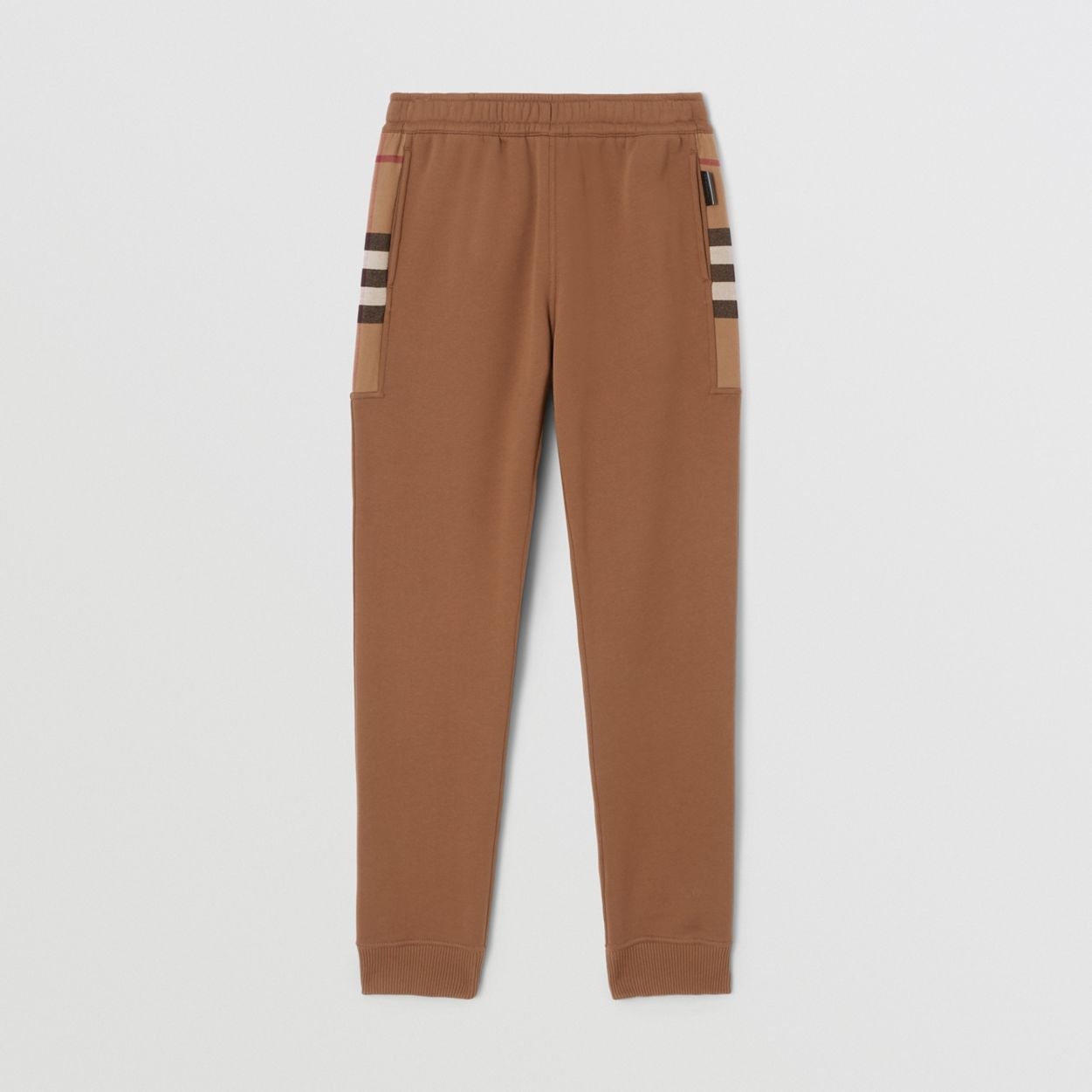 Check Panel Cotton Blend Jogging Pants - 1