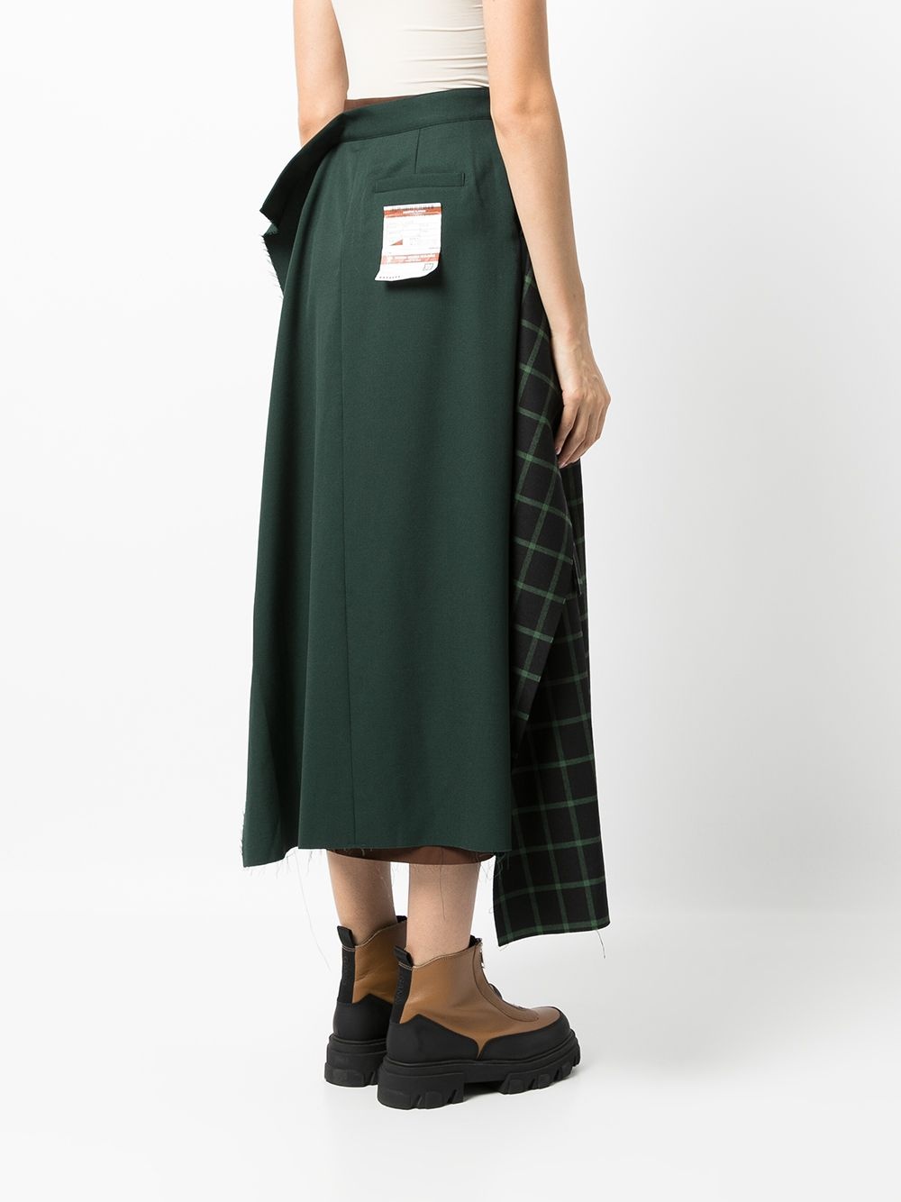 check-print asymmetric maxi skirt - 4