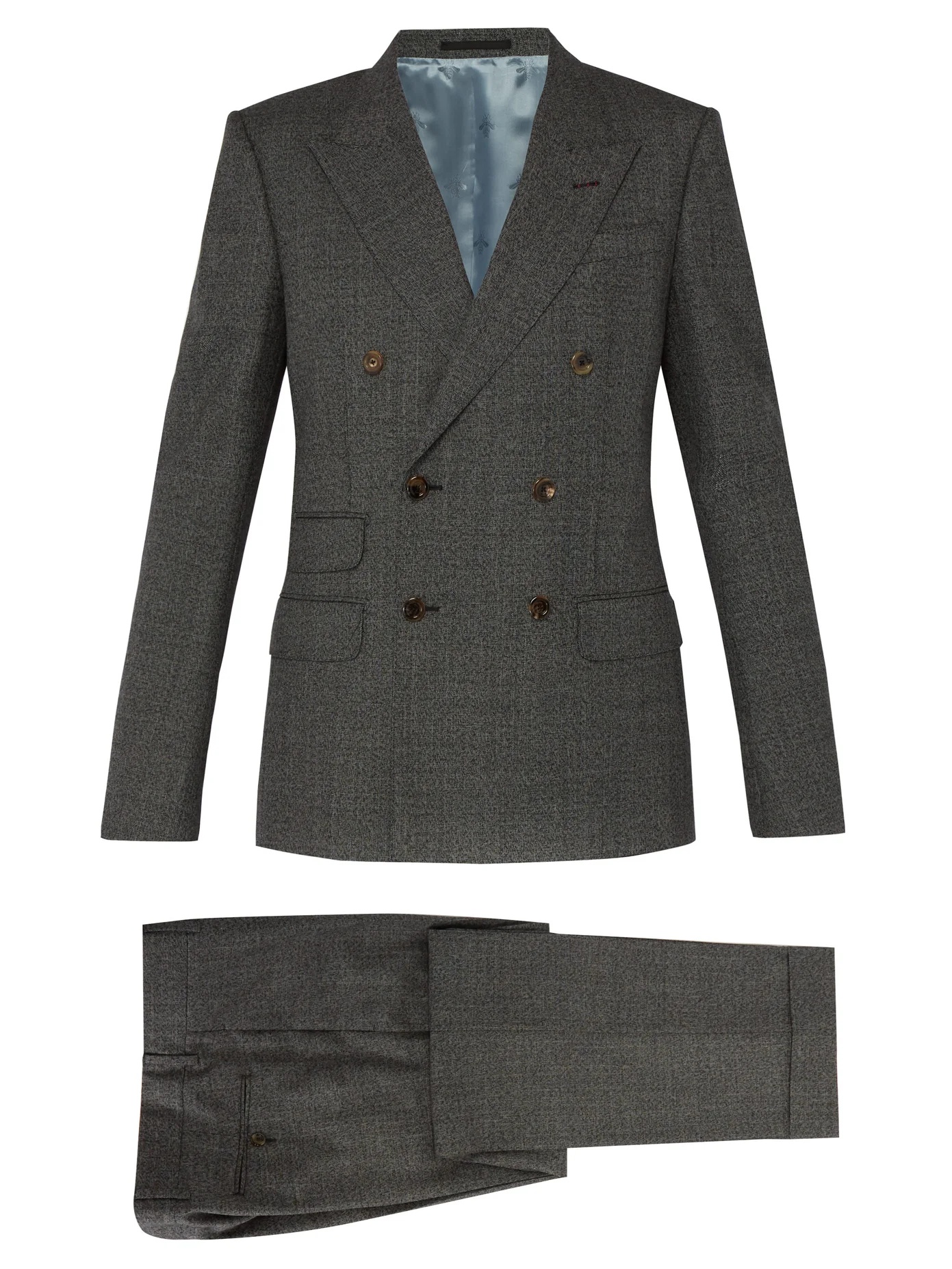 Double-breasted wool suit - 1