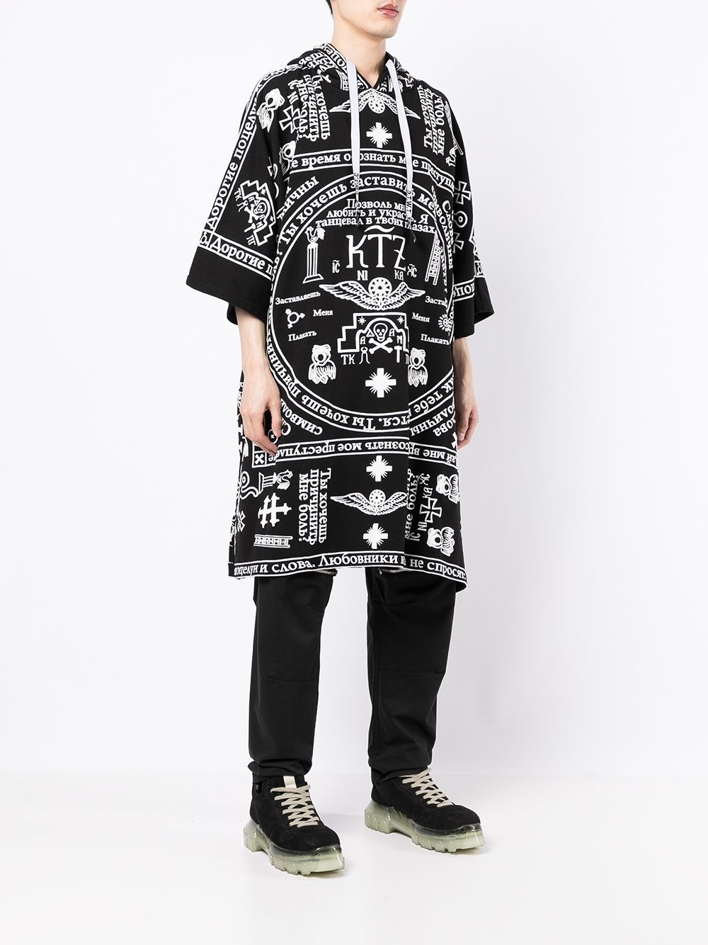 church print hooded kaftan - 4