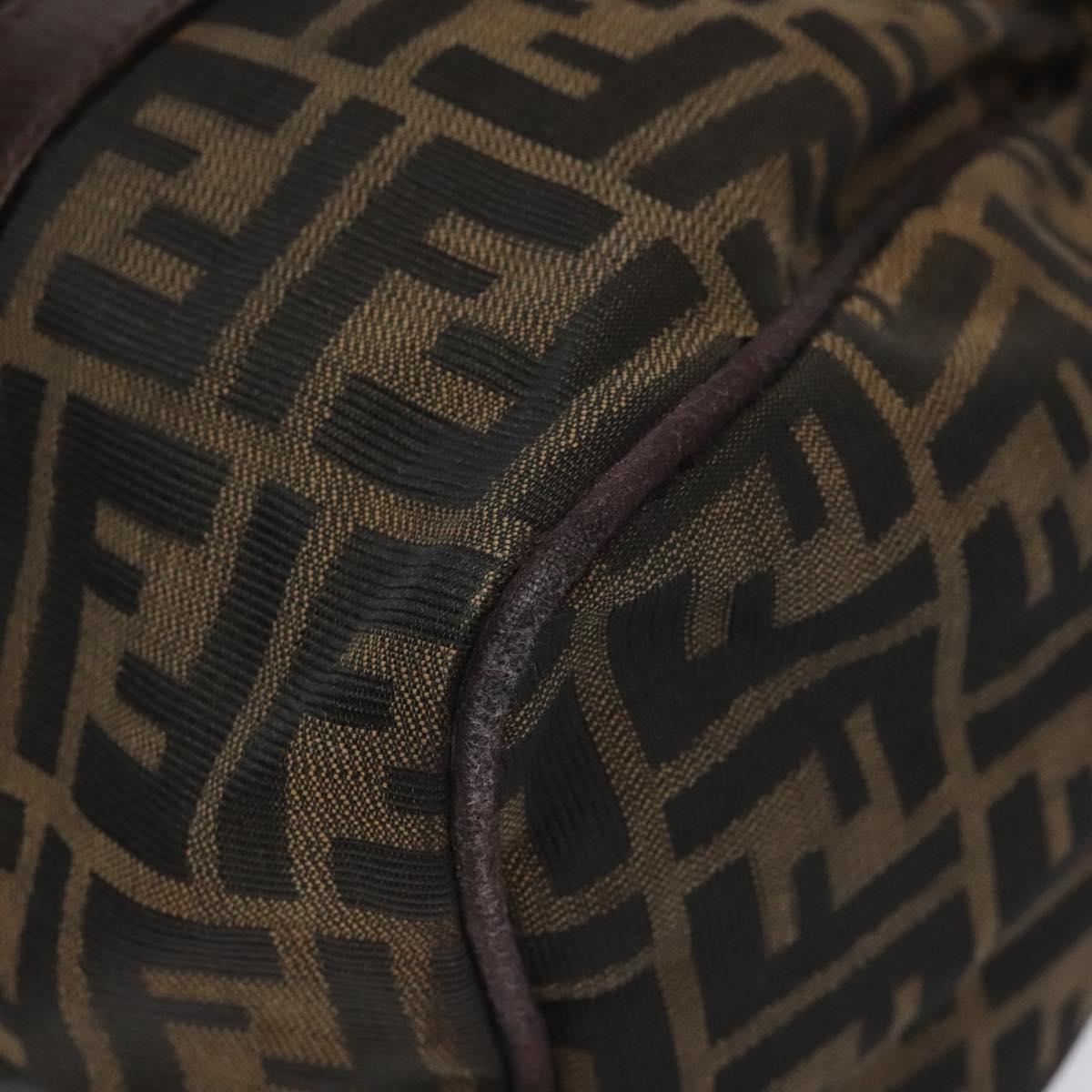 FENDI Zucca Canvas Hand Bag Brown Black - 12