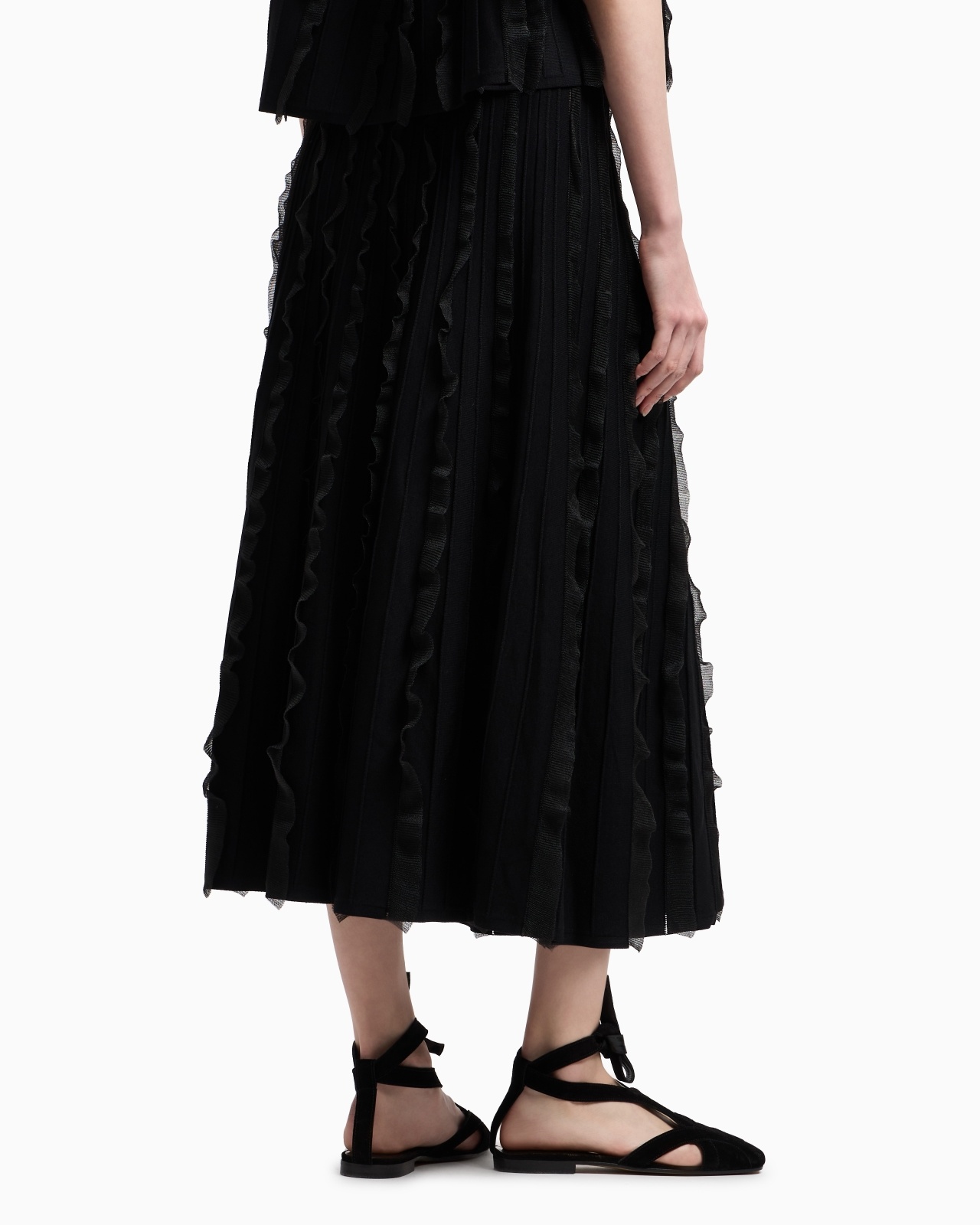 VISCOSE KNIT SKIRT WITH RUCHES - 3