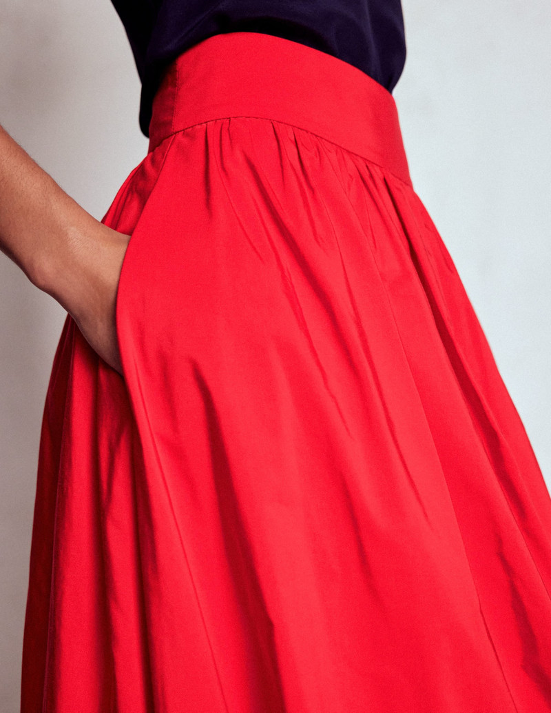Bubble Hem Midi Skirt-Poppy Red 5