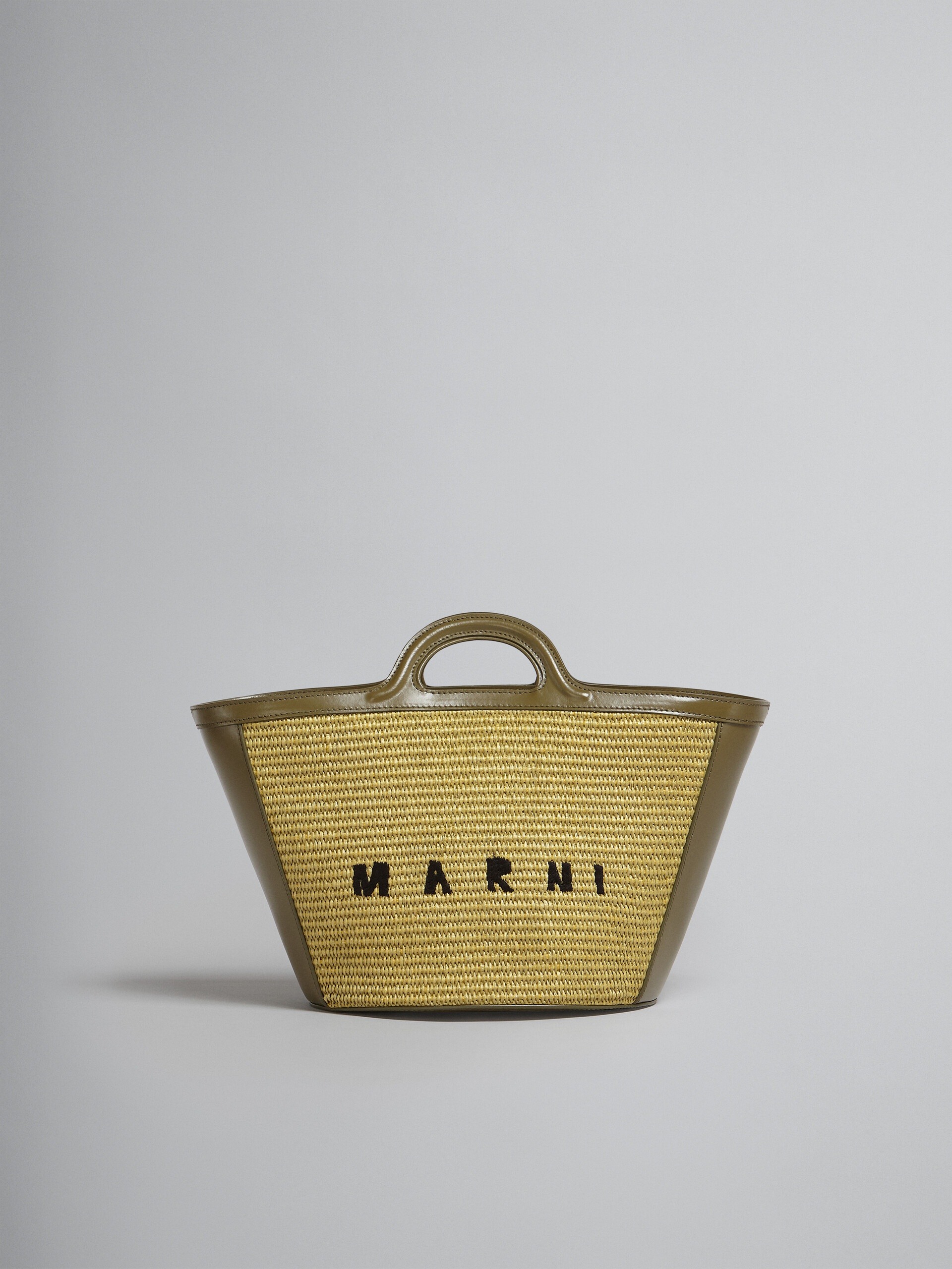 TROPICALIA SMALL BAG IN OLIVE GREEN LEATHER AND RAFFIA - 1