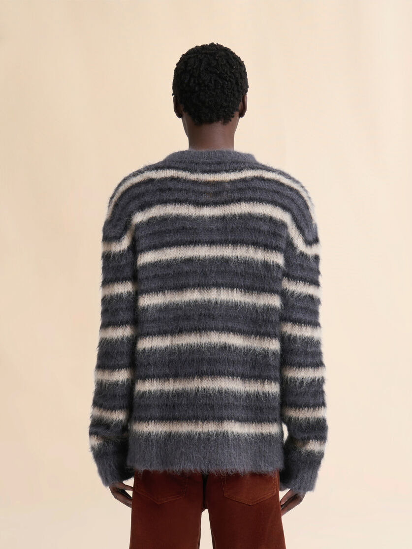 DARK GRAY STRIPED MOHAIR SWEATER - 3