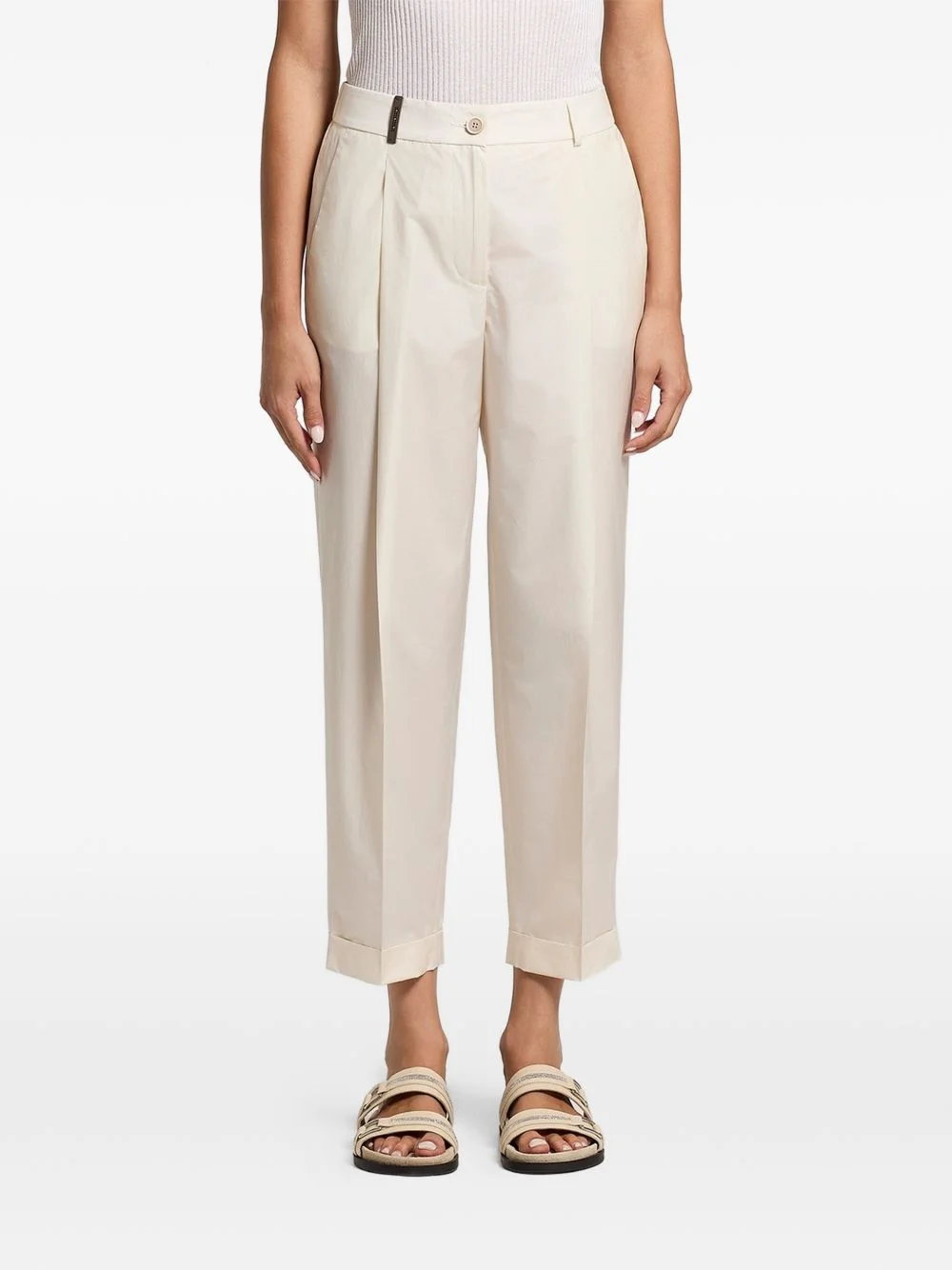 pleated turn-up trousers - 1
