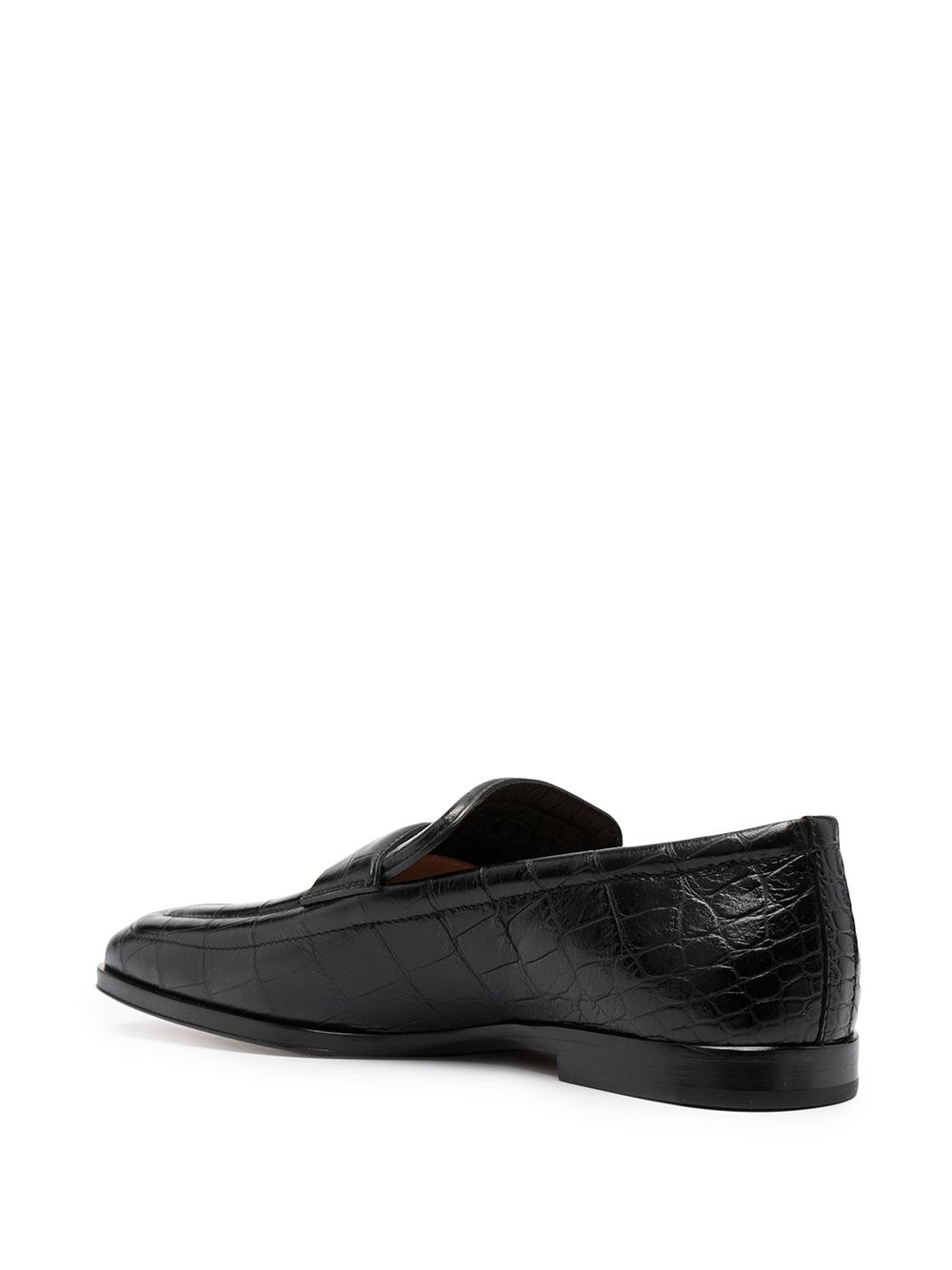 crocodile-effect square toe loafers - 3