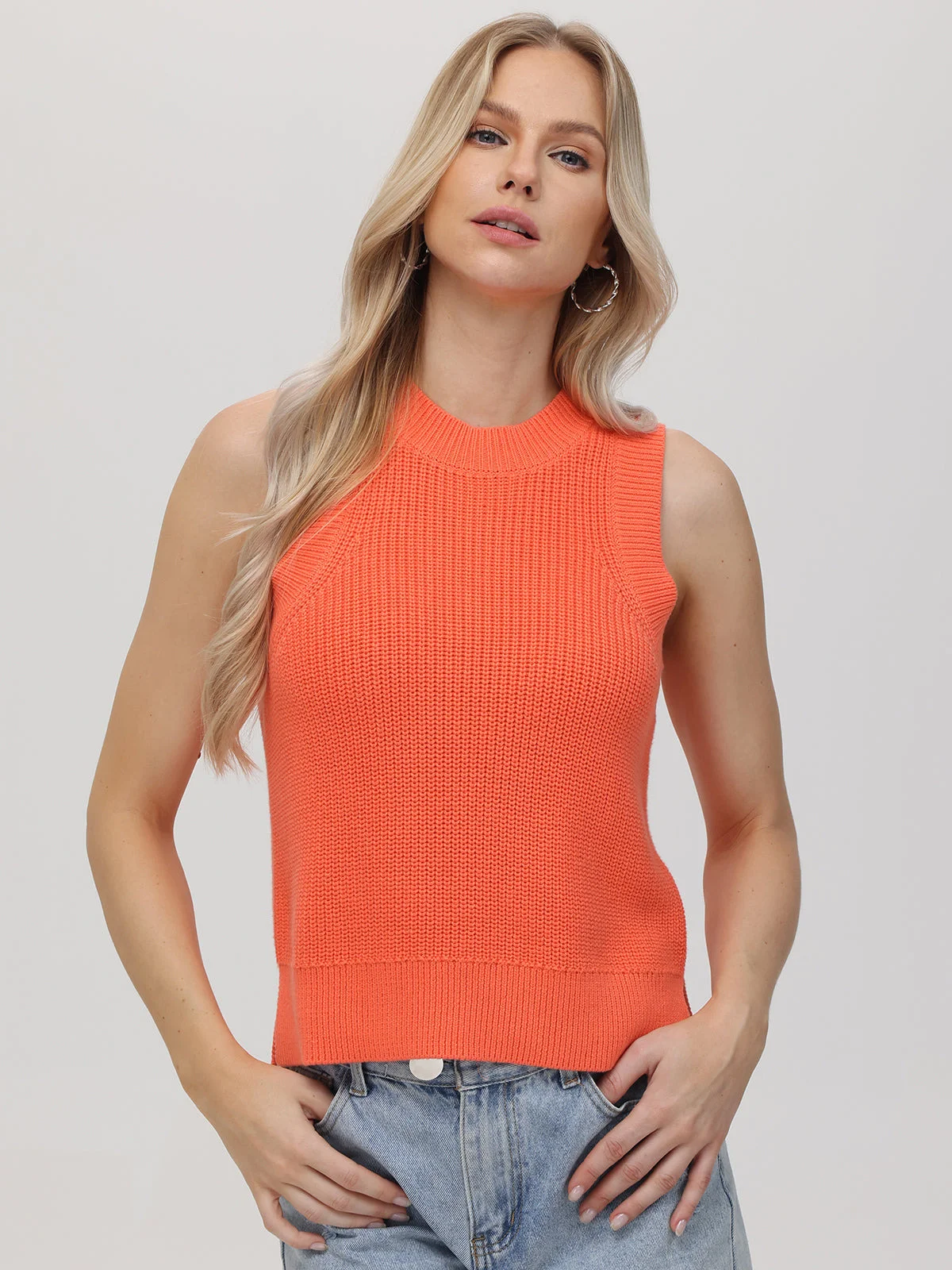 Demi: High Crewneck Cotton Tank - 1
