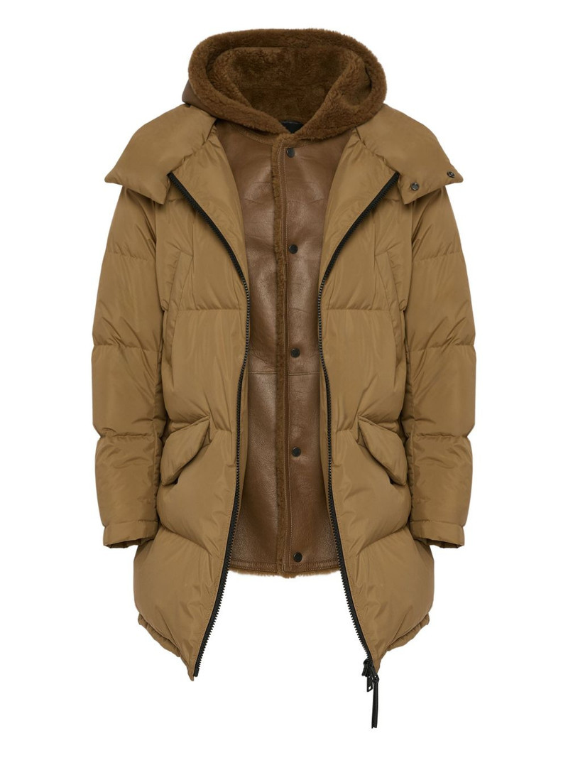 shearling-lined hooded-down jacket 1