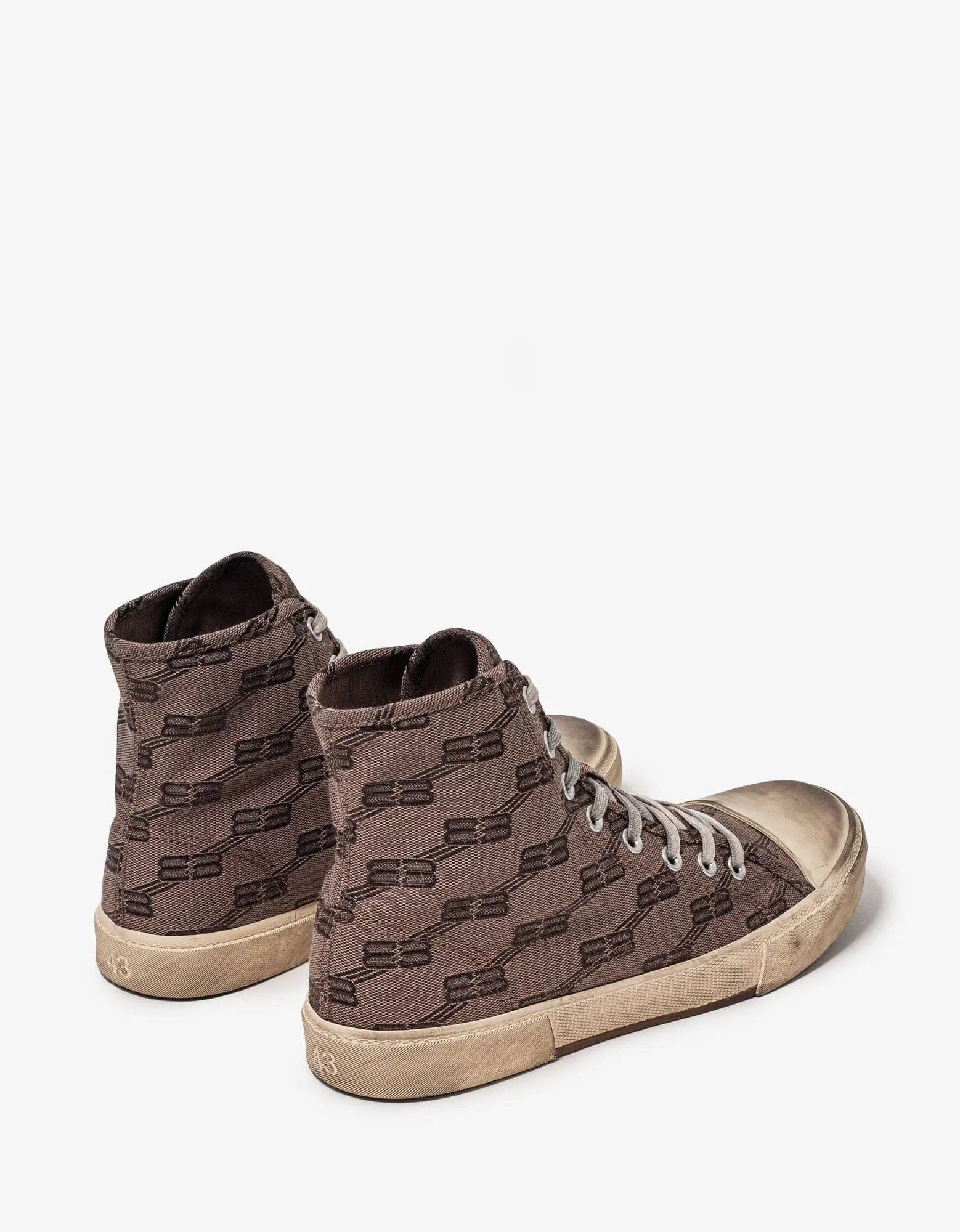 Balenciaga Dark Mink Grey BB Monogram Paris High Top Trainers - 7