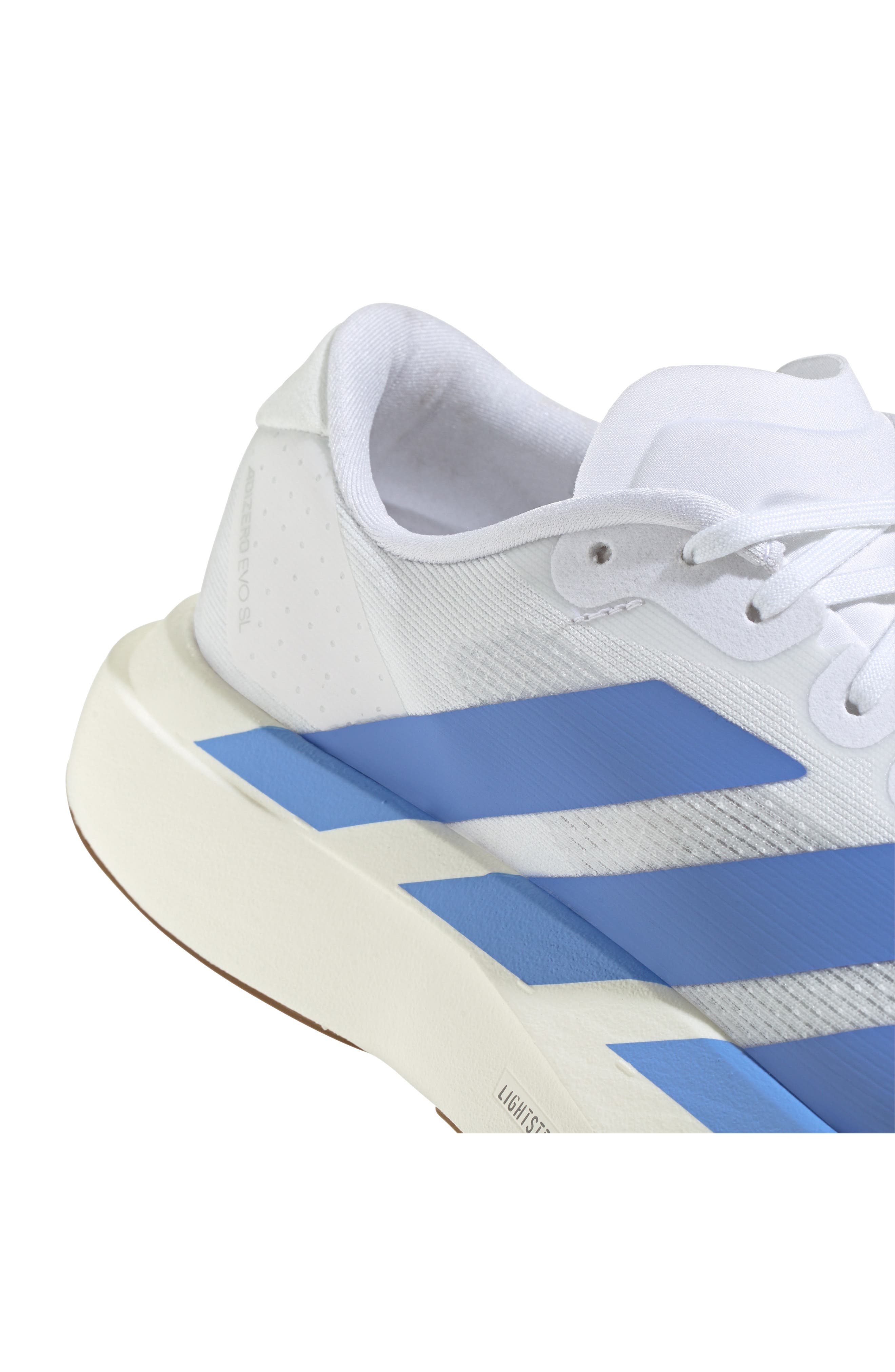 adidas Adizero Evo SL Running Shoe in White/Blue Fusion/Off White at Nordstrom - 8