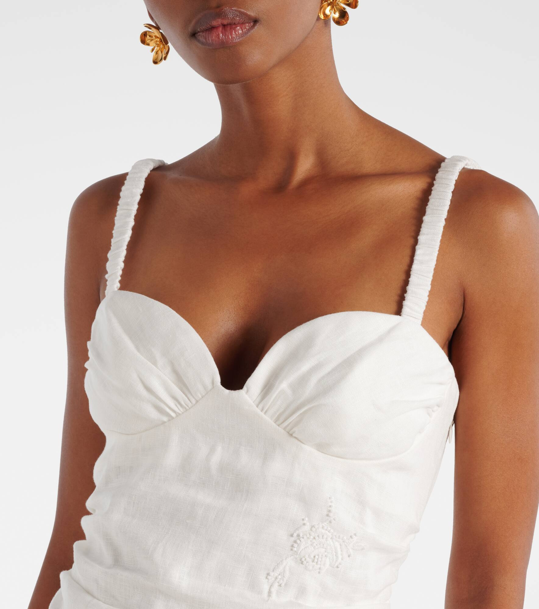 Alessandra embroidered linen top - 4