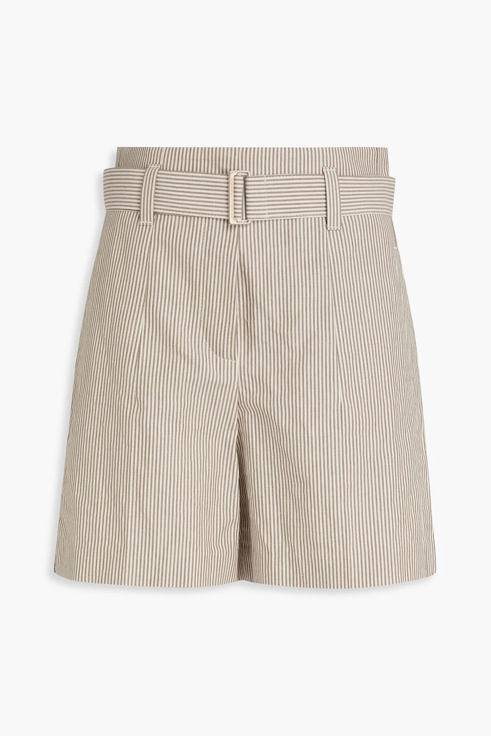 Striped cotton and linen-blend twill shorts - 1