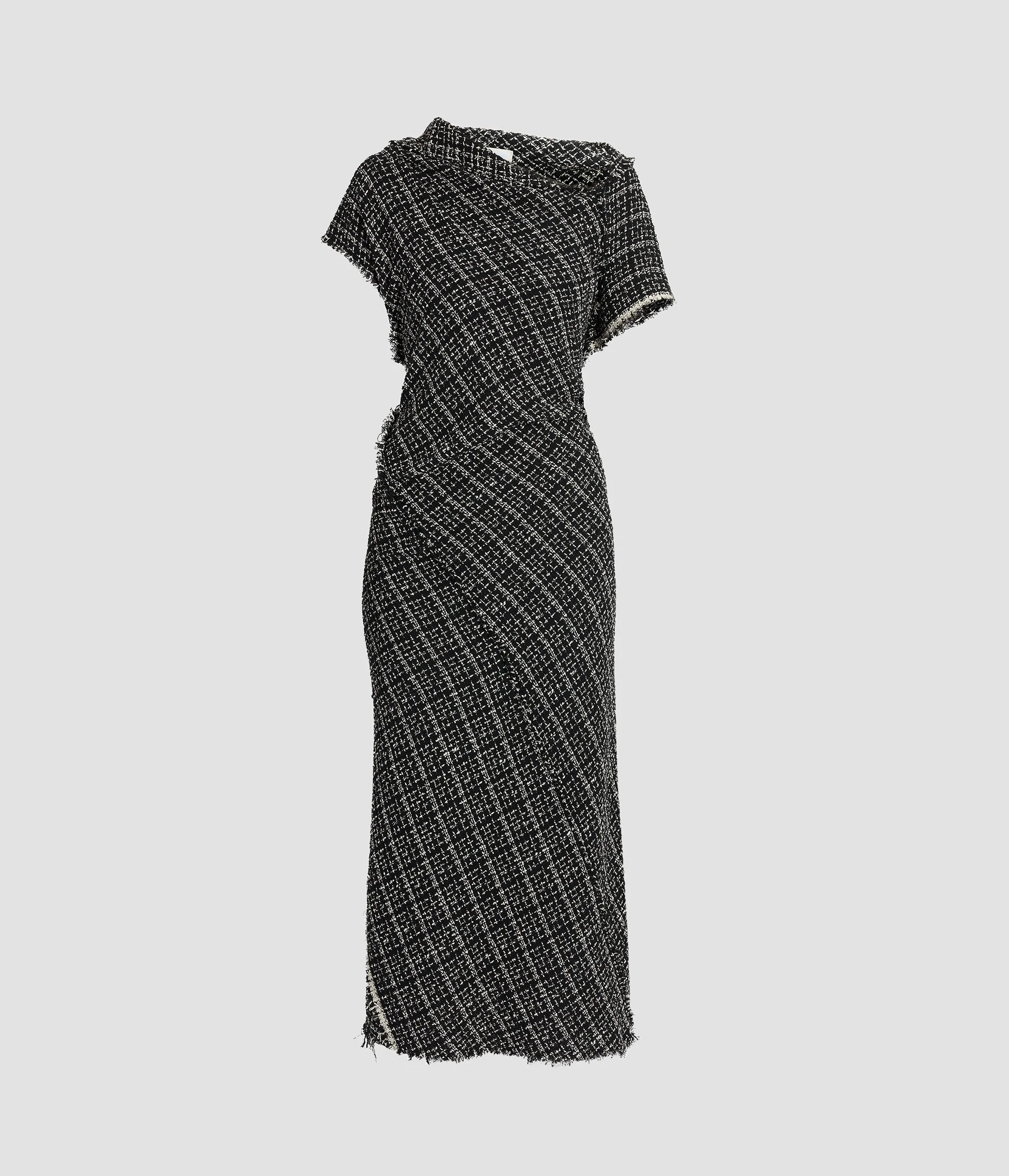 TWEED ASYMMETRIC MIDI DRESS - 1