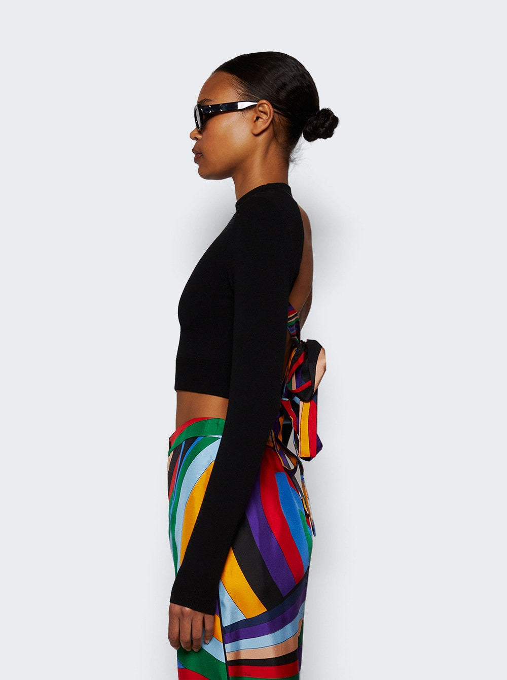 Open Back Cropped Sweater Black - 4