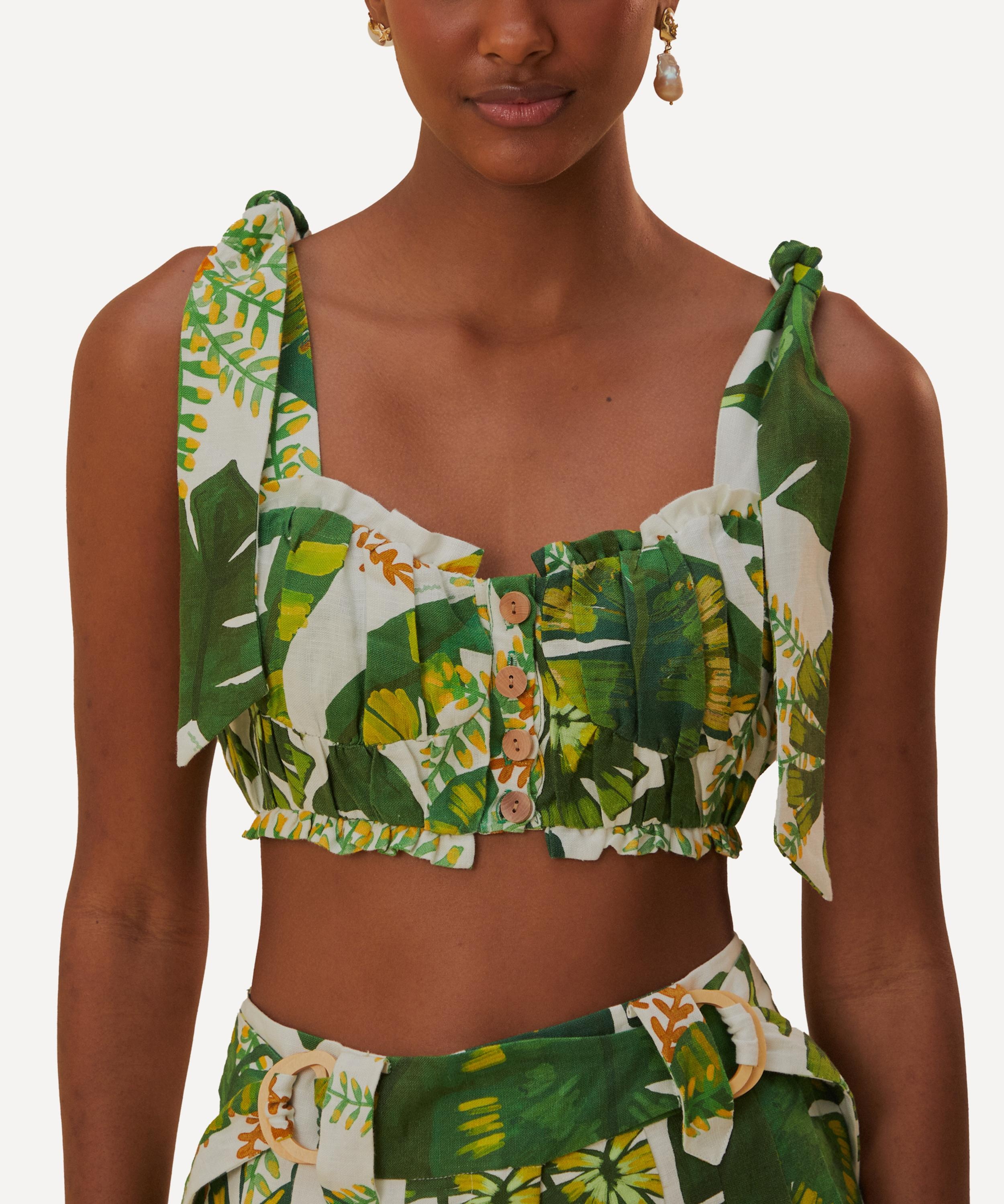 Tropical Forest Off-White Knot Crop-Top - 4