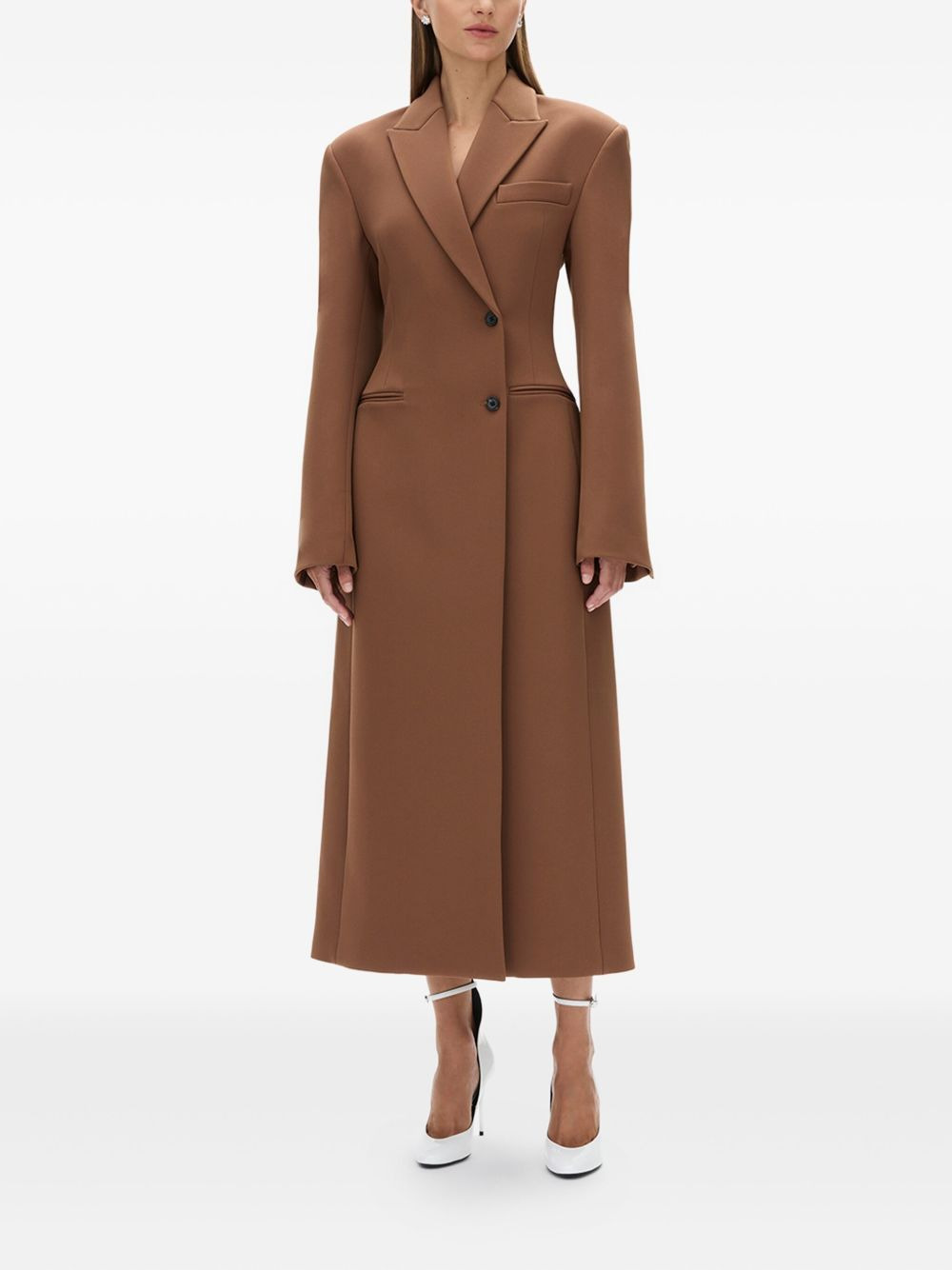 Sergio padded-shoulder coat - 2