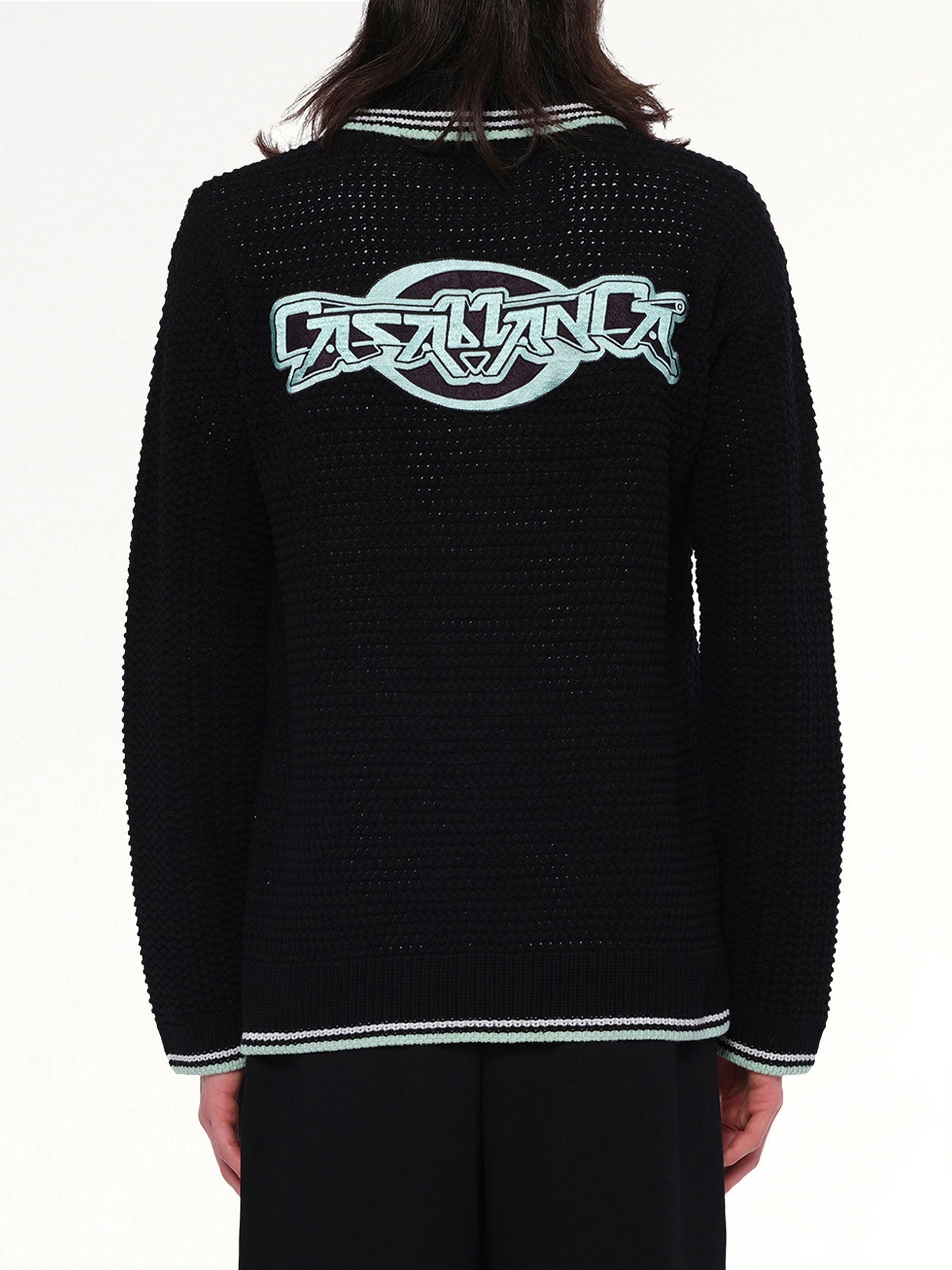 Embroidered Crochet Shirt in Black - 5