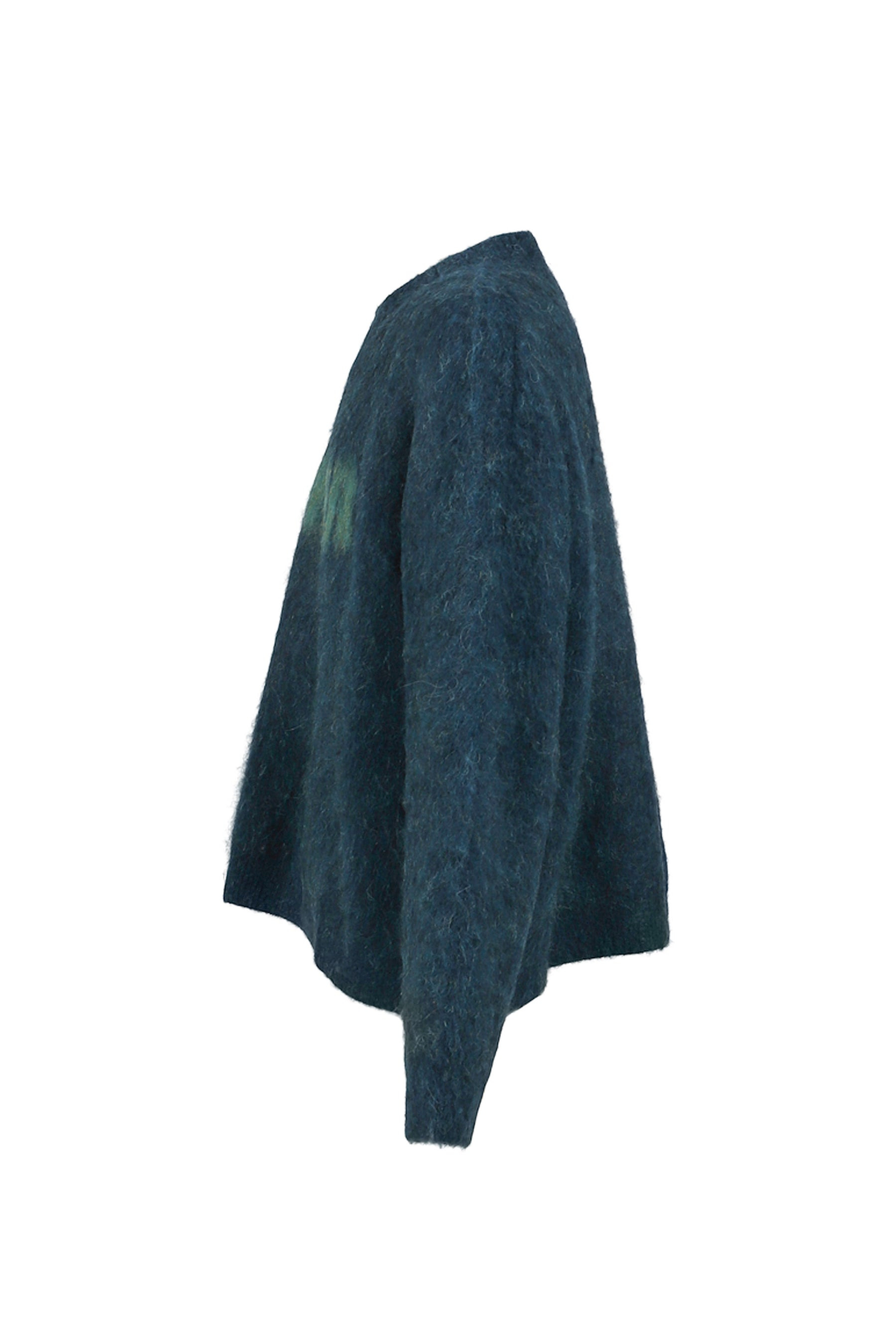 BRUSHED MOHAIR V-NECK JUMPER / GRN - 3