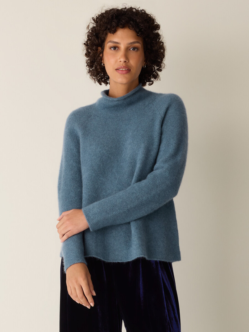 EILEEN FISHER Cashmere Silk Boucle Bliss Turtleneck Top outlook