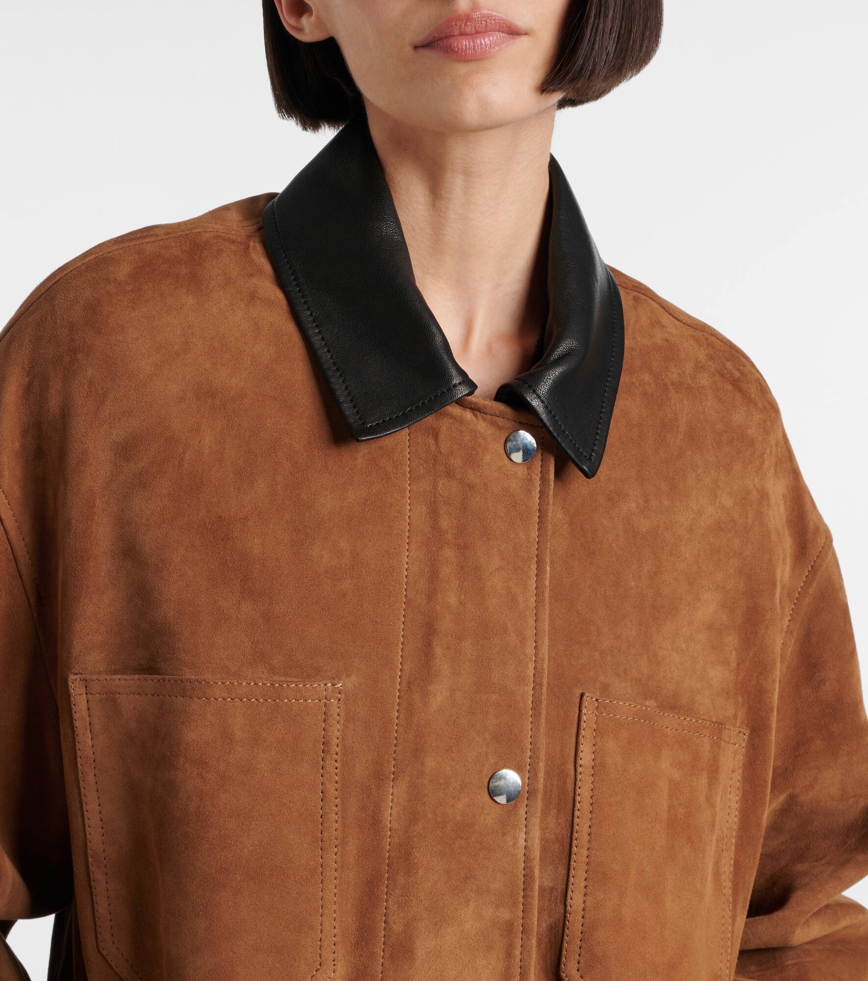 Barn leather-trimmed suede jacket - 4