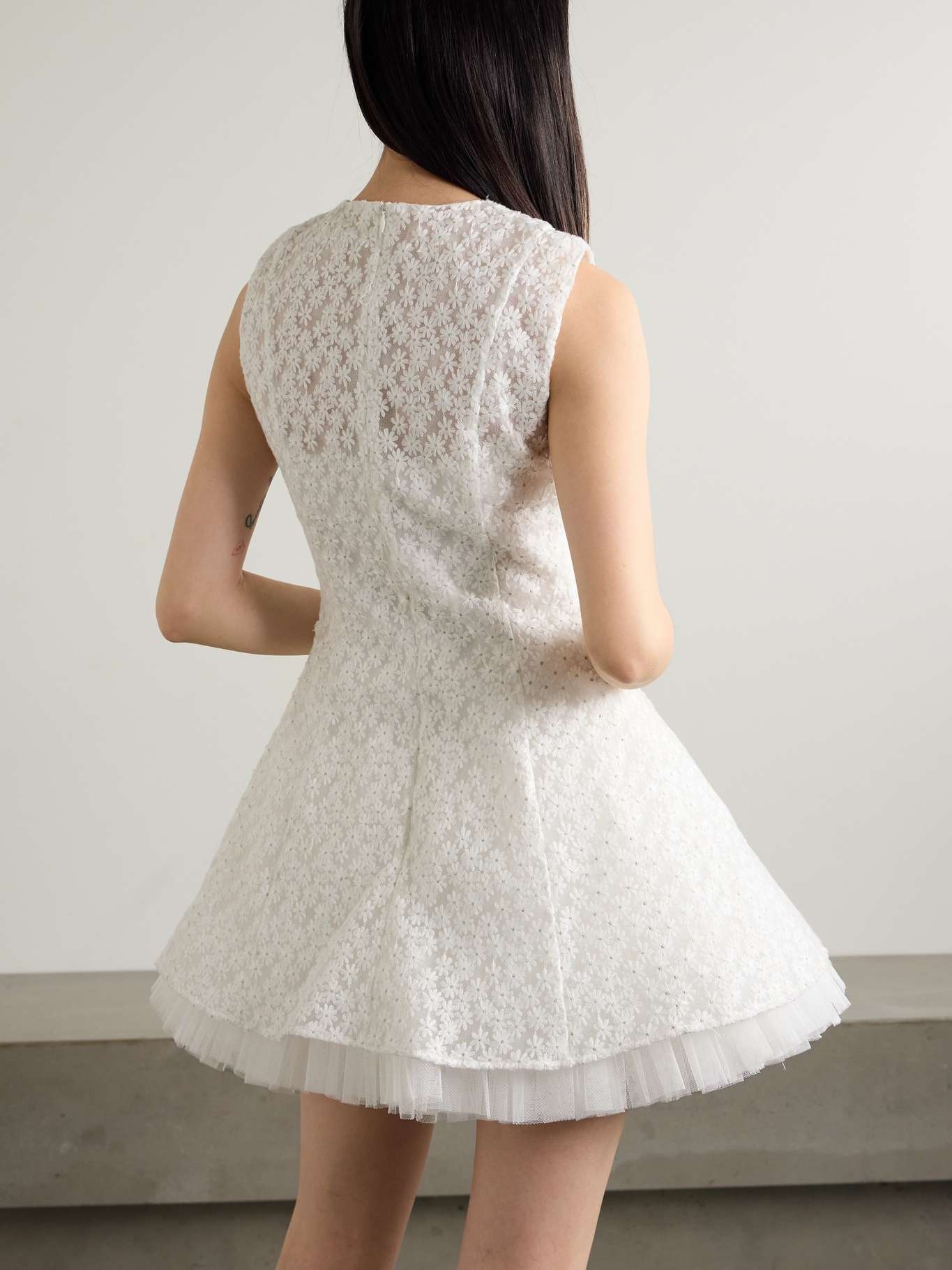 Embellished embroidered tulle mini dress - 4