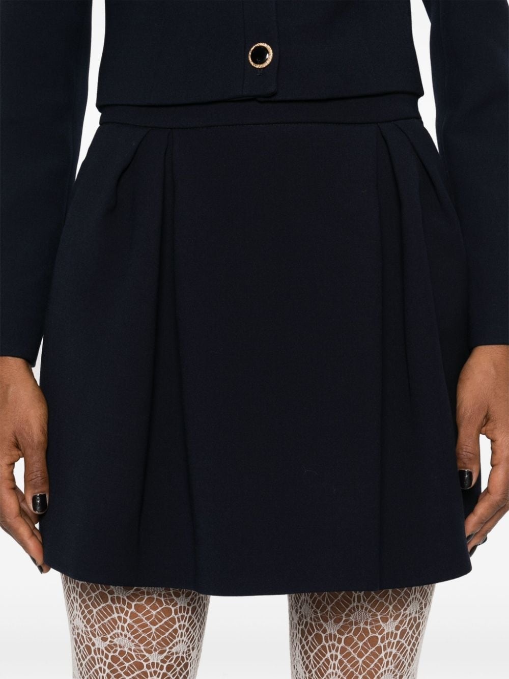pleat-detail virgin-wool skirt - 5