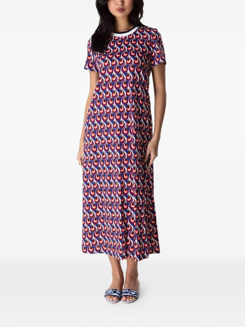 La DoubleJ flame-print short-sleeve midi dress outlook