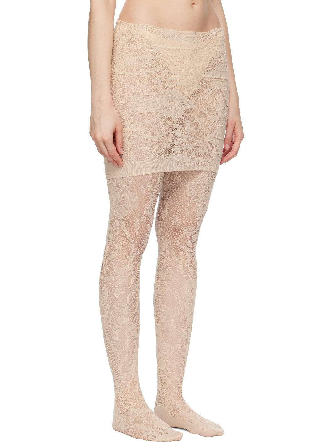Beige Lace Miniskirt - 2
