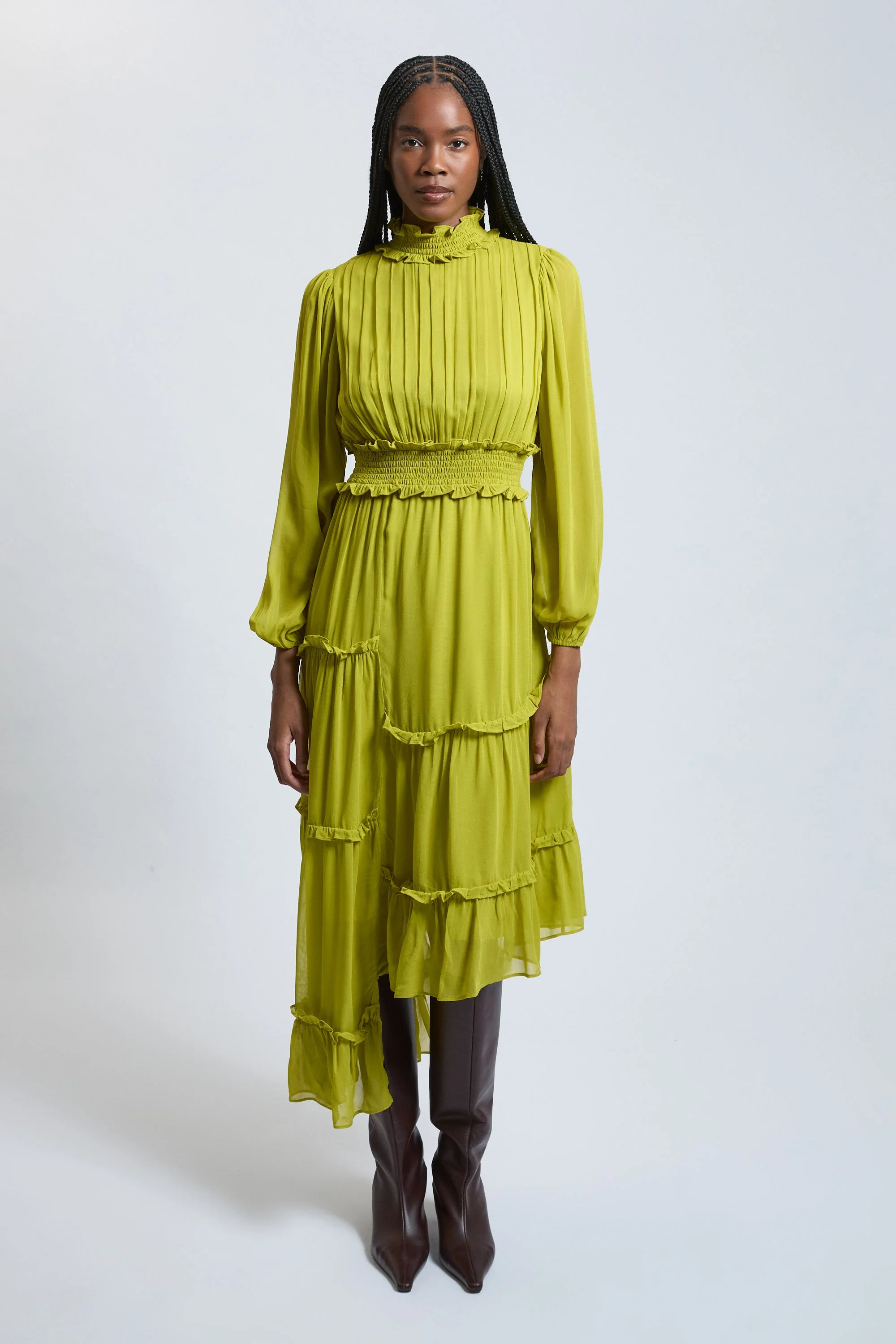 Viscose Georgette Asymmetric Maxi Dress - 1