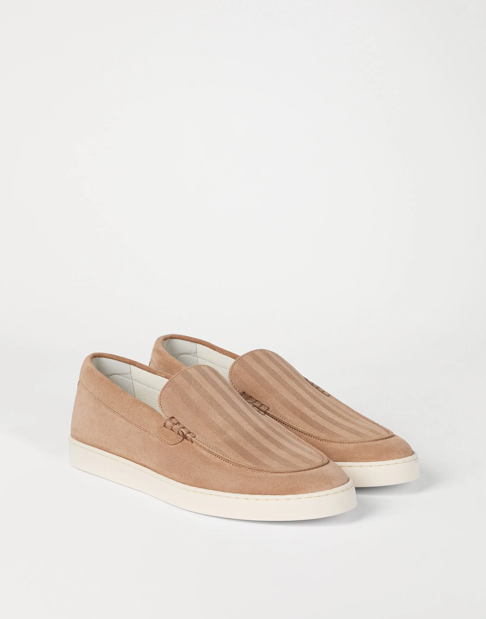 Chevron-effect suede loafer sneakers - 1