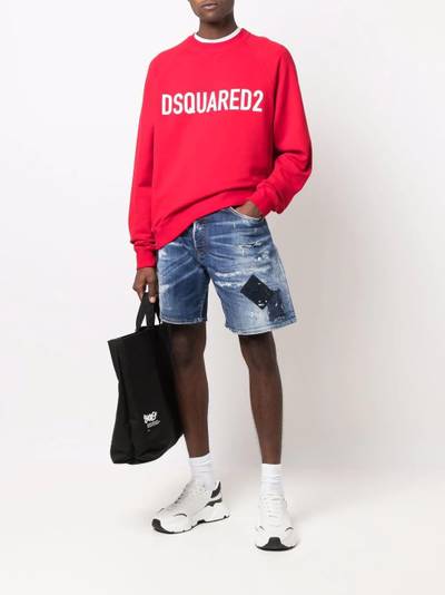 DSQUARED2 distressed patch detail denim shorts outlook