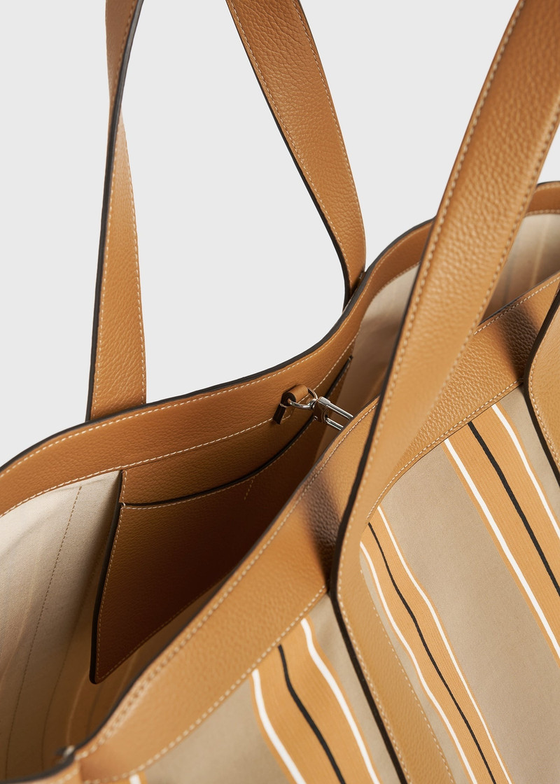 Striped canvas tote caramel/cornsilk 6