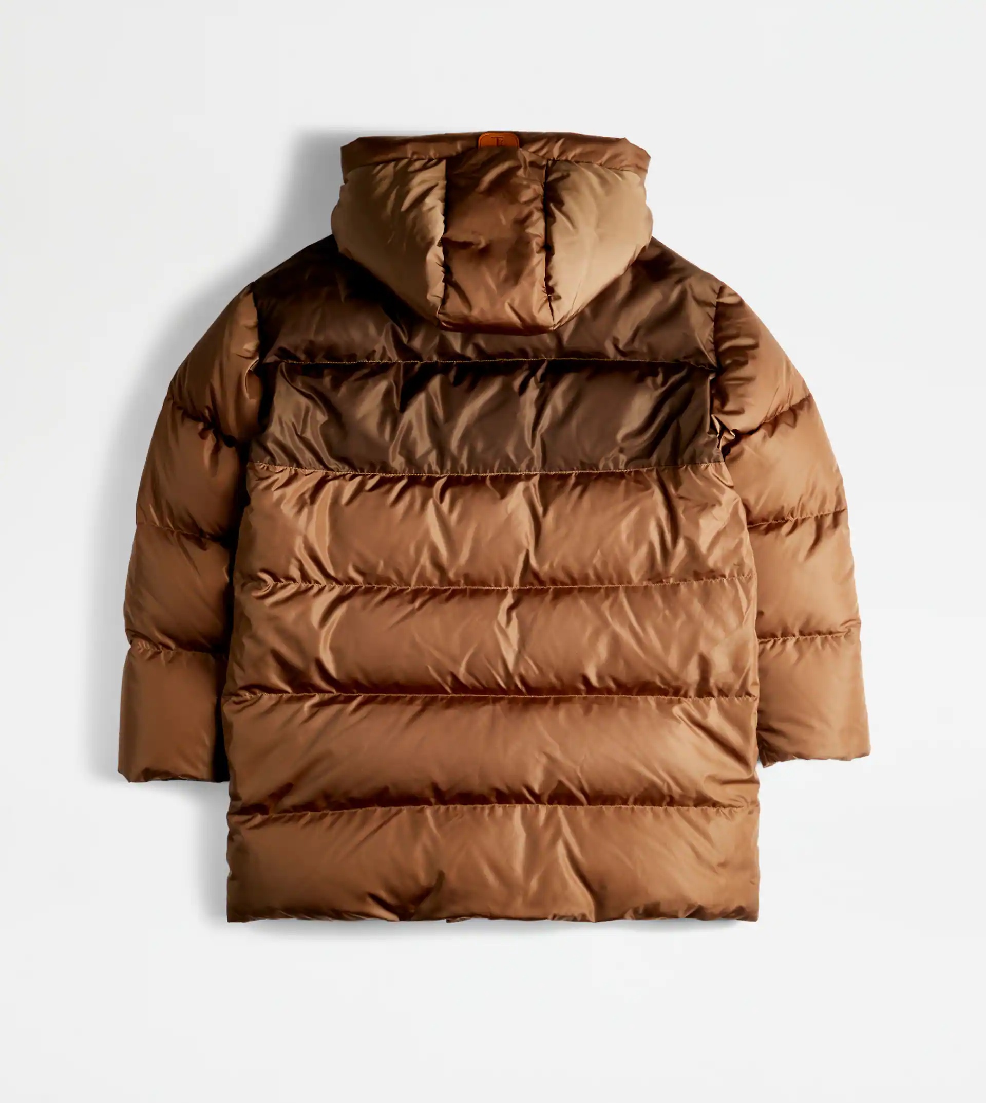 HOODED LONG DOWN JACKET - BROWN - 8