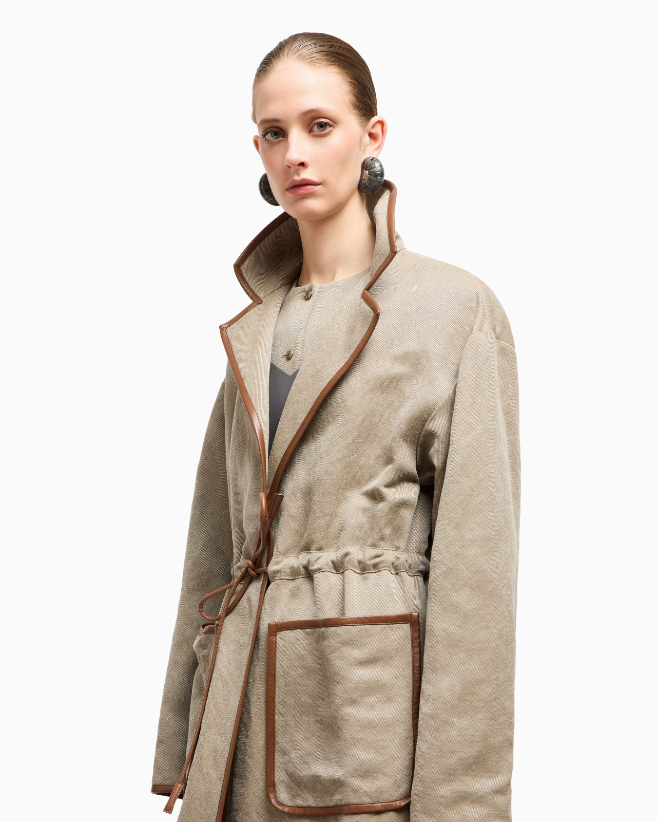 HEMP, VISCOSE AND COTTON CAVALRY TRENCH COAT - 5