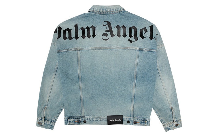 Palm Angels Logo Over Button-Up Denim Jacket 'Light Blue' PMYE006R203430017310 - 2