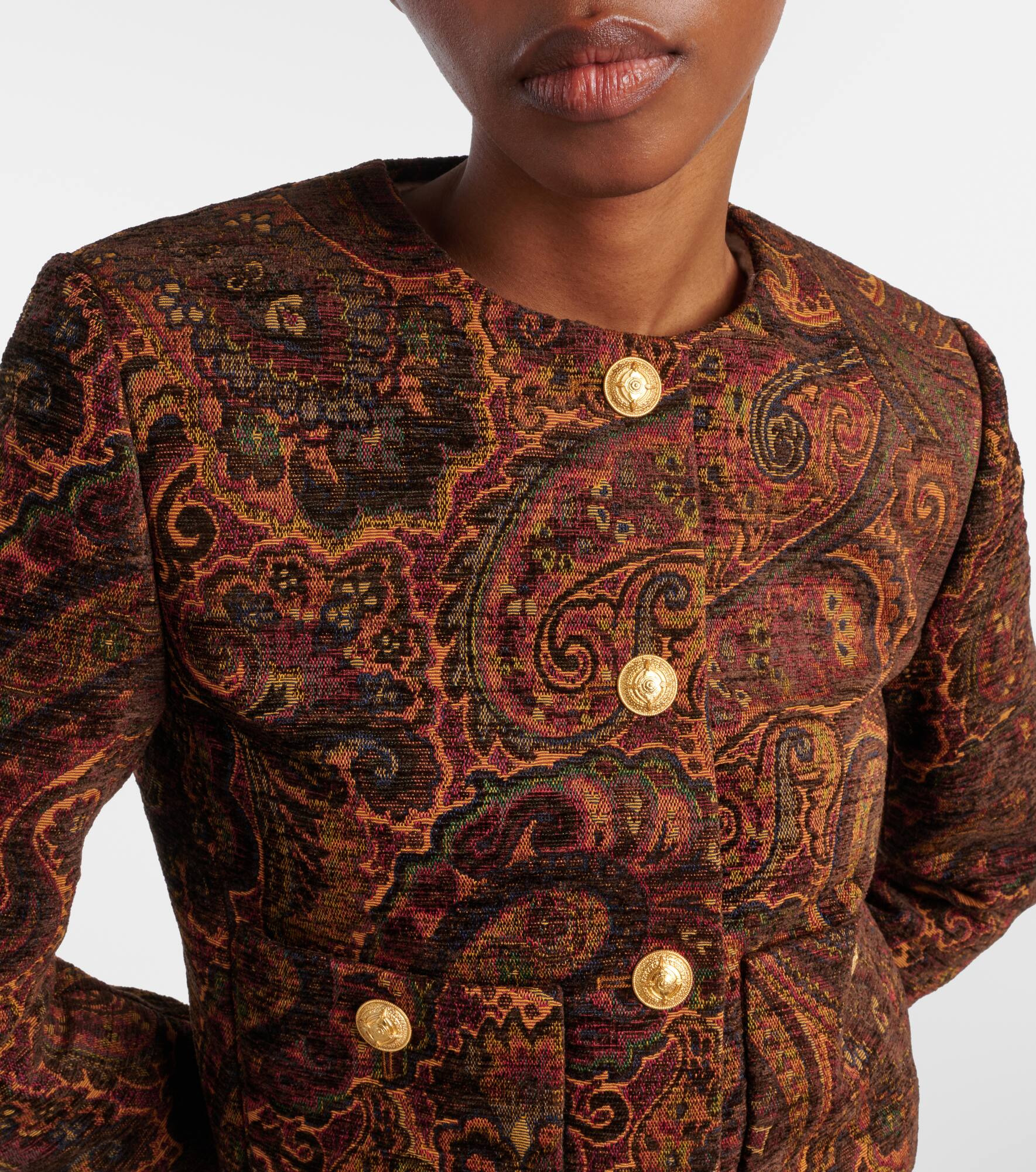 Paisley cropped jacquard jacket - 4